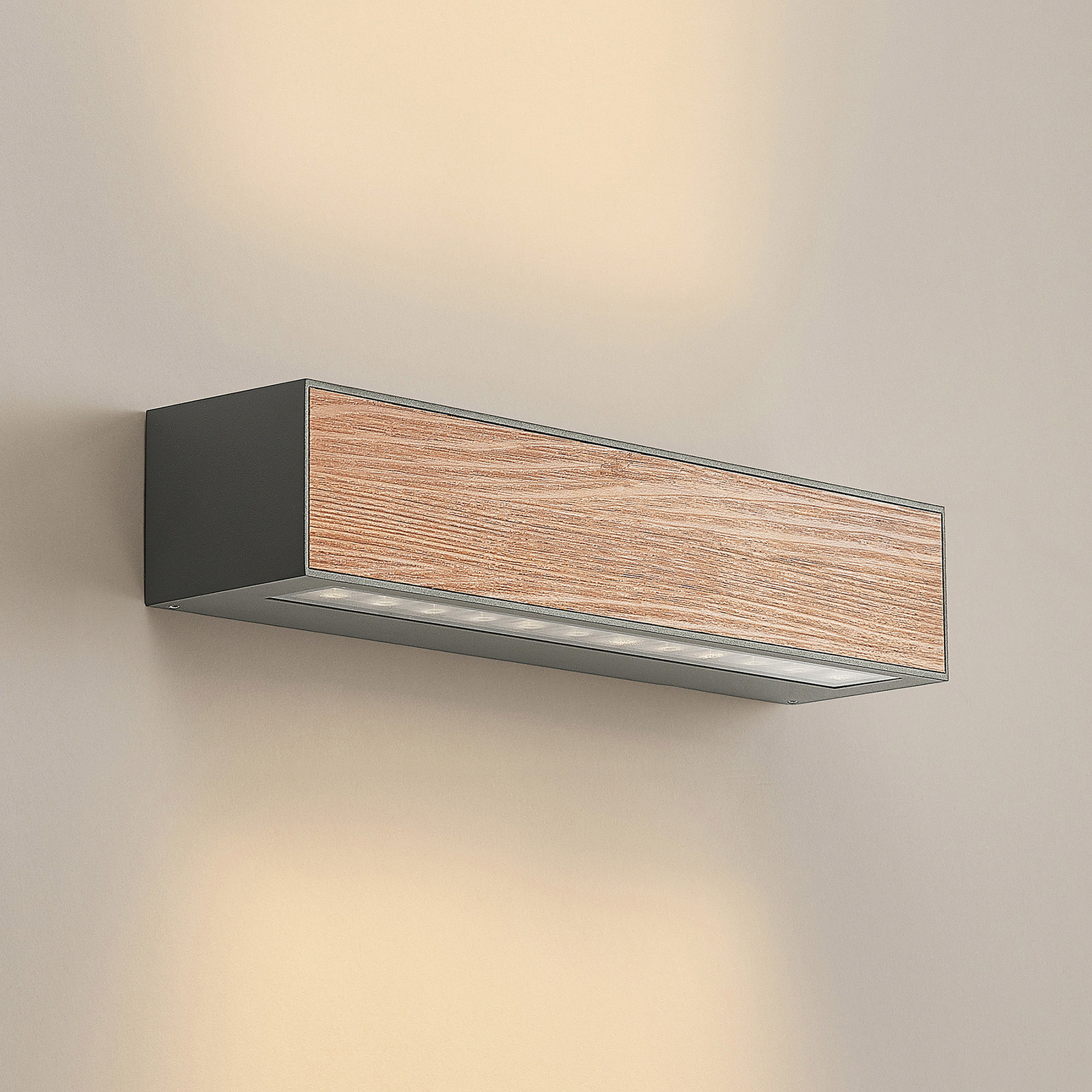 Arcchio Miraz aplique LED exterior, look de madera
