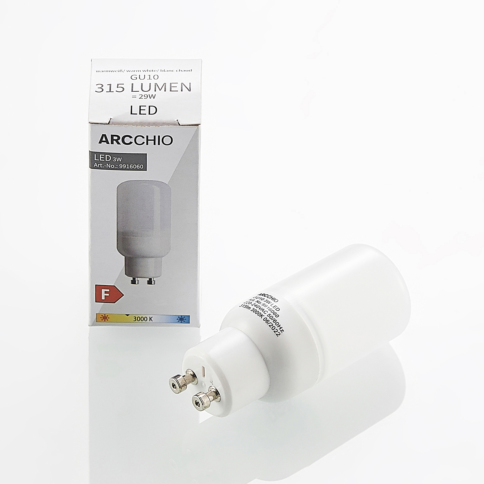 Arcchio LED-Röhrenlampe GU10 3W 3.000K 3er-Set