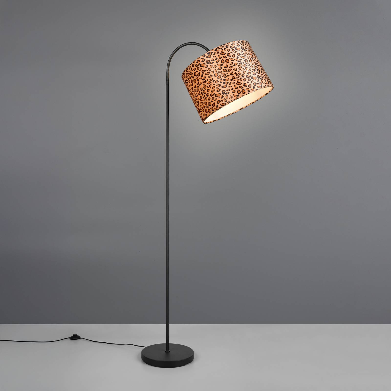Reality Leuchten Stojací lampa Pardina hnědá skvrnitá/černá výška 207 cm kov