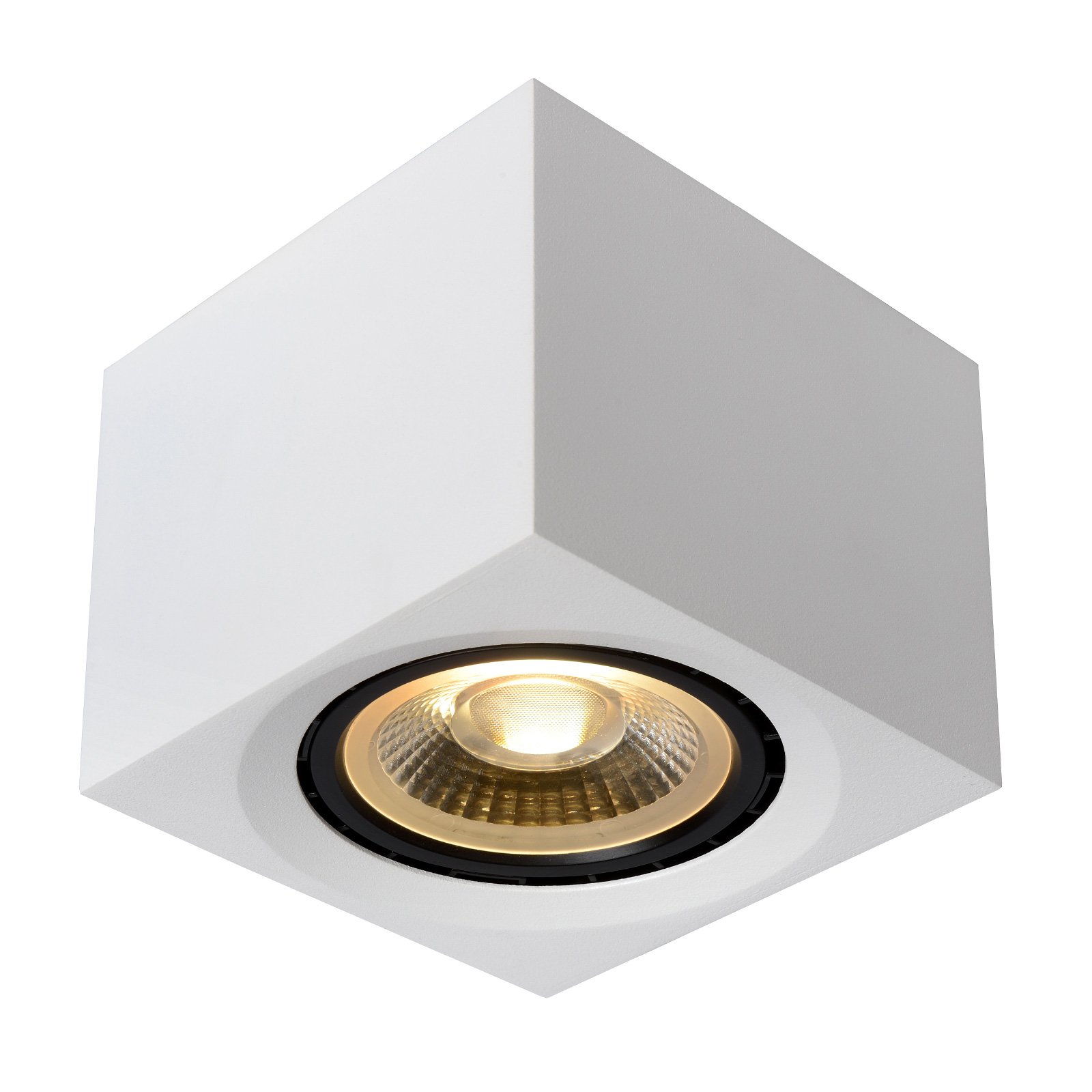 Lucide Fedler LED ceiling spotlight angular white, for Living / Dining Room, aluminium, GU10, 12 W, energy efficiency: A++, L: 12 cm, W: 12 cm, H: 10 cm
