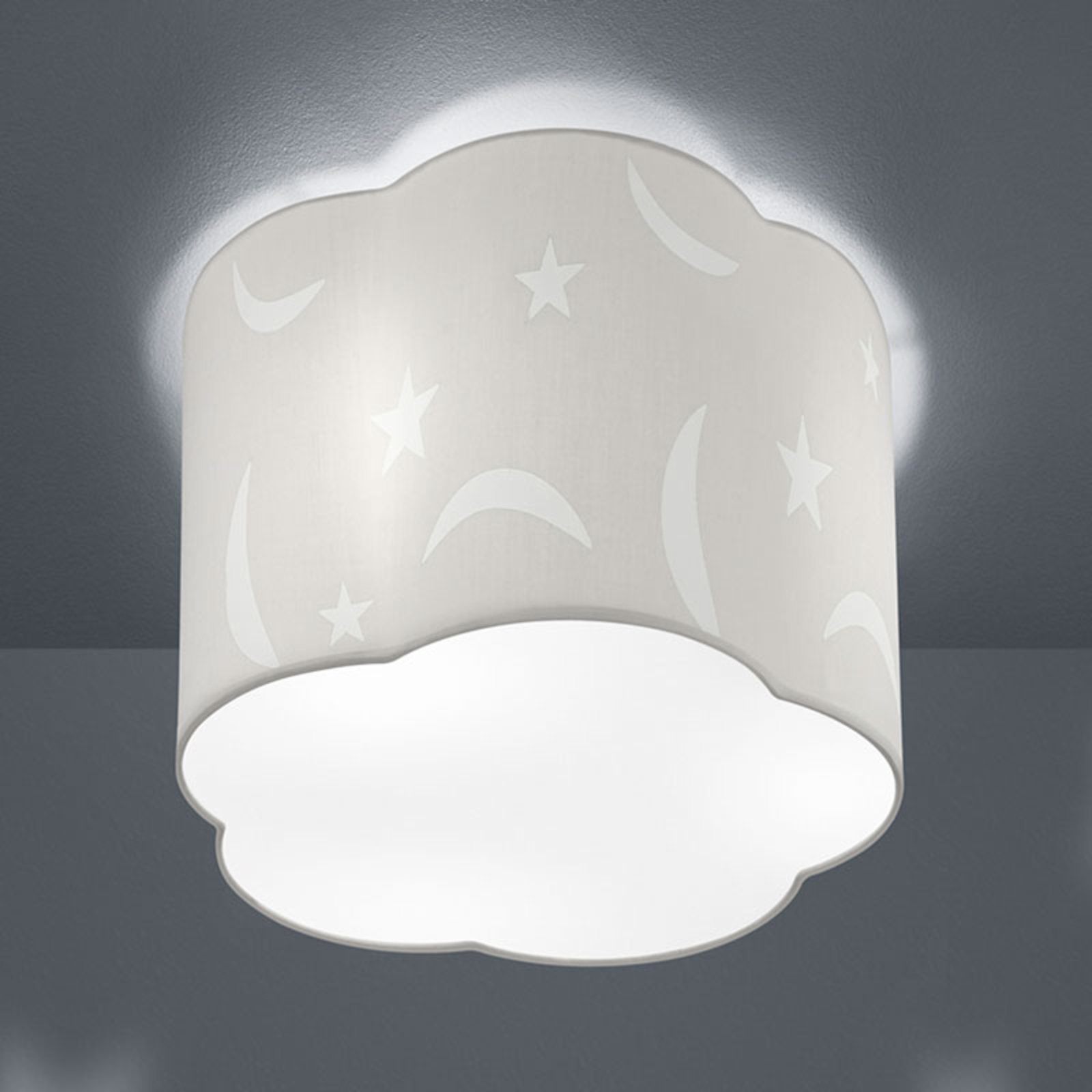 Trio Lighting Moony ceiling light 25 cm white, for Children's Room, fabric, E27, 42 W, energy efficiency: A++, H: 20.5 cm