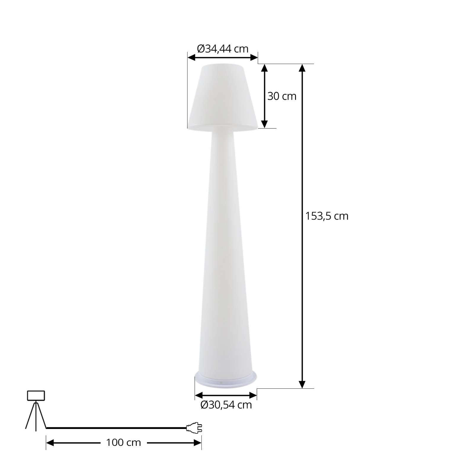 Gauri Portátil Candeeiro de Pé IP44 Branco - Lucande