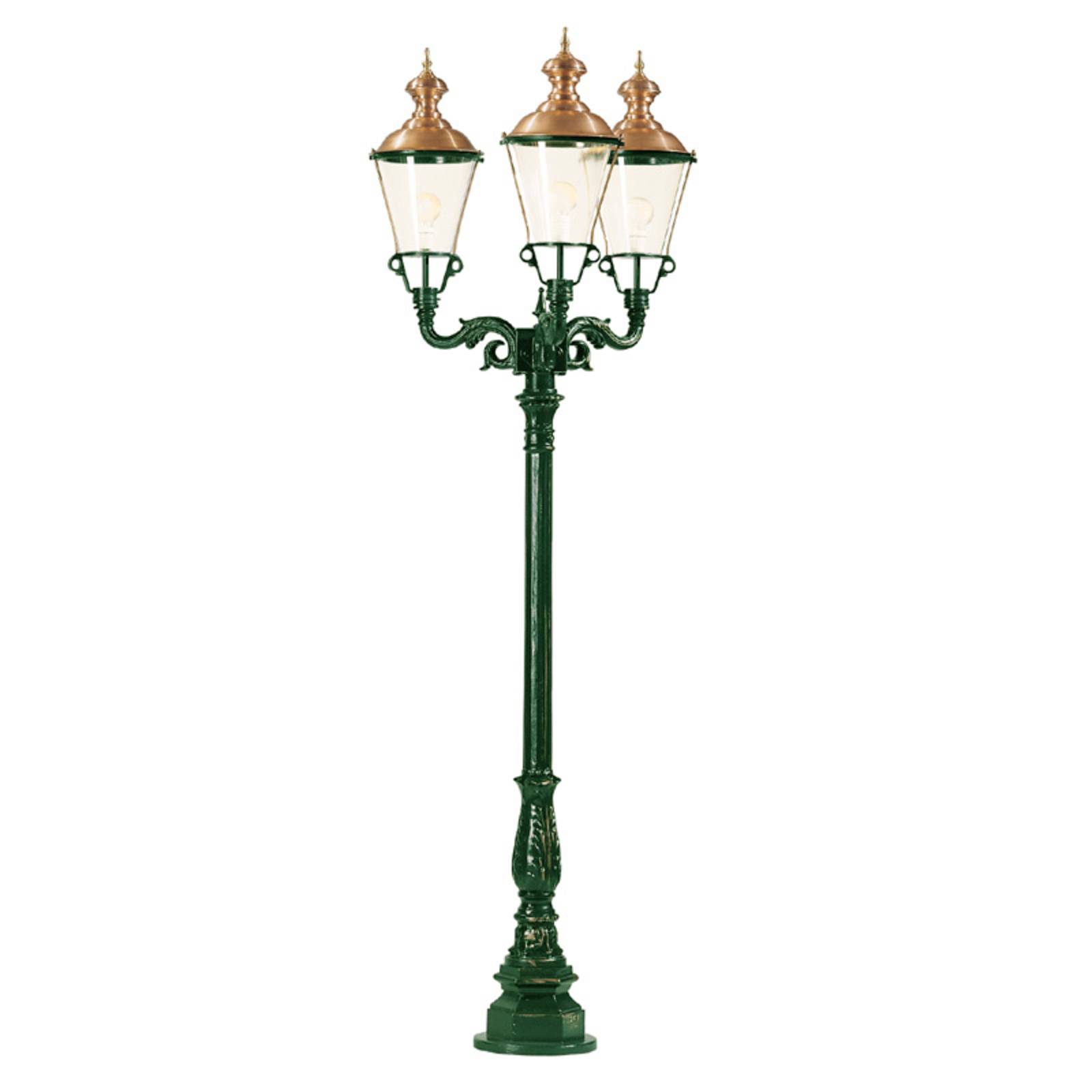 Lampadaire Paris vert à trois lampes