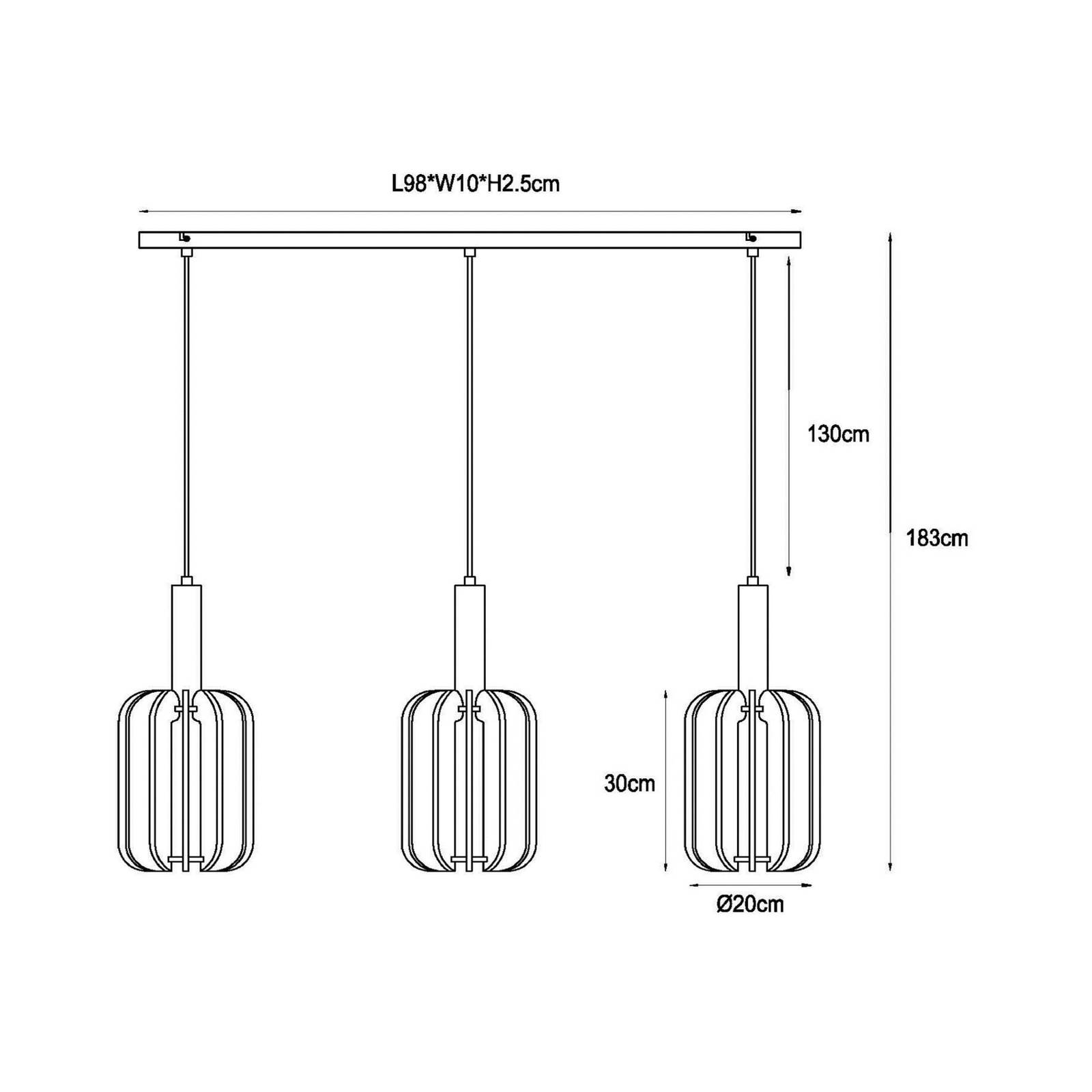 Lampa wisząca tekstylna Rafal, szara, kątowa, 3-punktowa