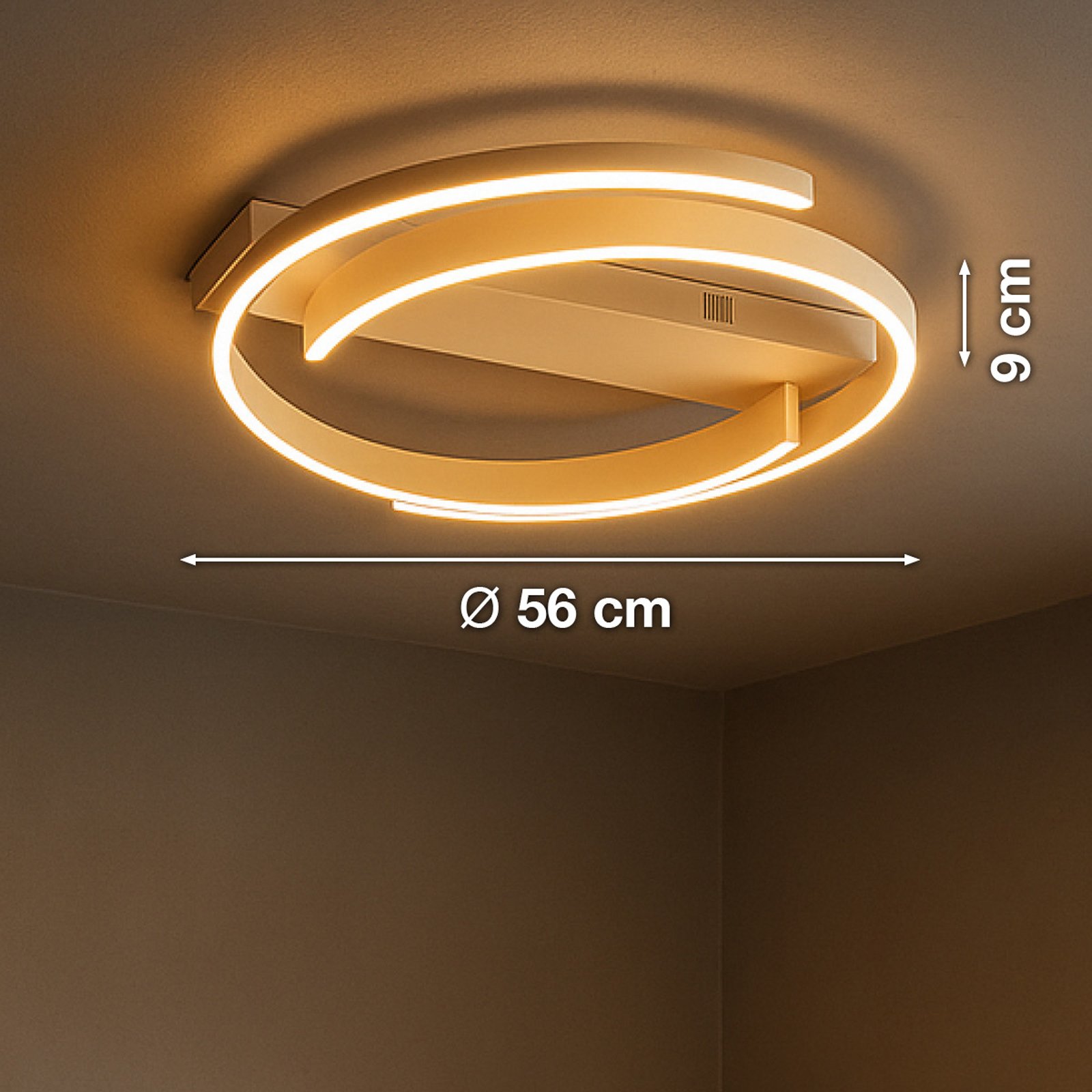 Lámpara LED de techo CIRCLY, arena, Ø 56 cm, control remoto CCT atenuable Lámpara LED de techo CIRCLY, arena, Ø 56 cm, control remoto CCT atenuable