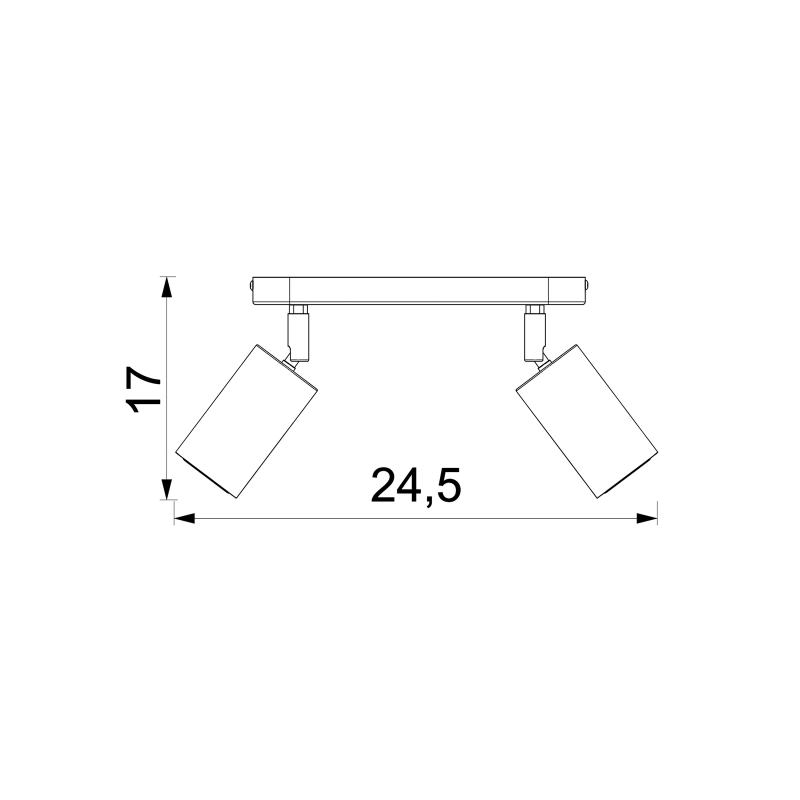 Nise plafondlamp, 2-lamps, zwart staal, hout