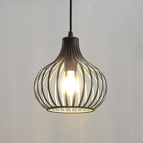 Lindby Frances Hängelampe, braun, 1-fl., Ø 23 cm