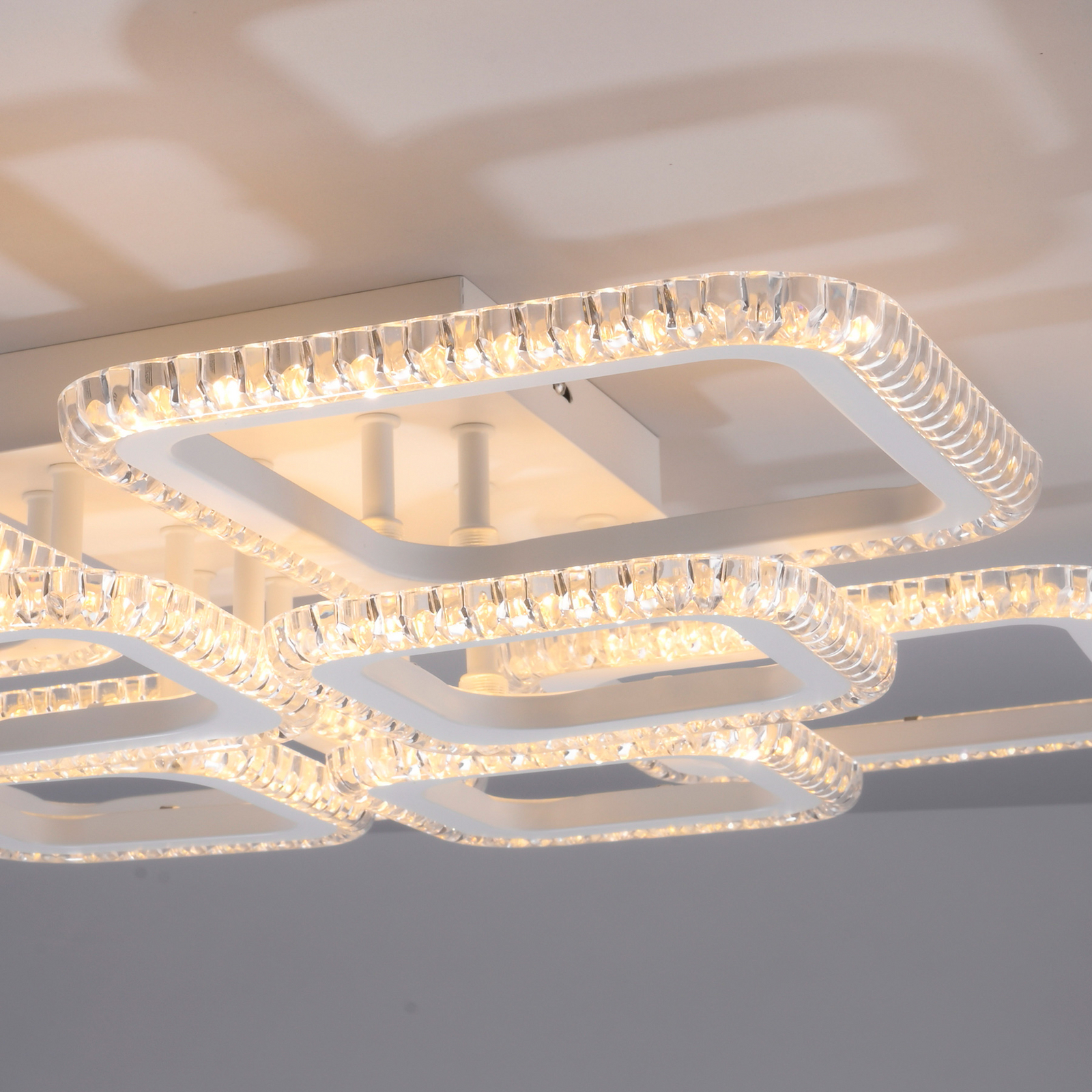 Crystallo LED ceiling light, angular, white, iron, 3,000 K Crystallo LED ceiling light, angular, white, iron, 3,000 K