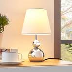 Lámpara de mesa Andor tela blanca con base cromada