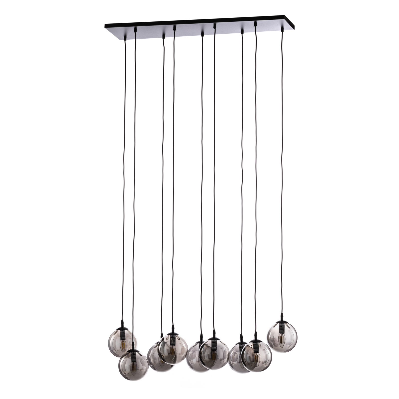 Glassy hanglamp, 9-lamps, zwart, grafiet, glas, E14