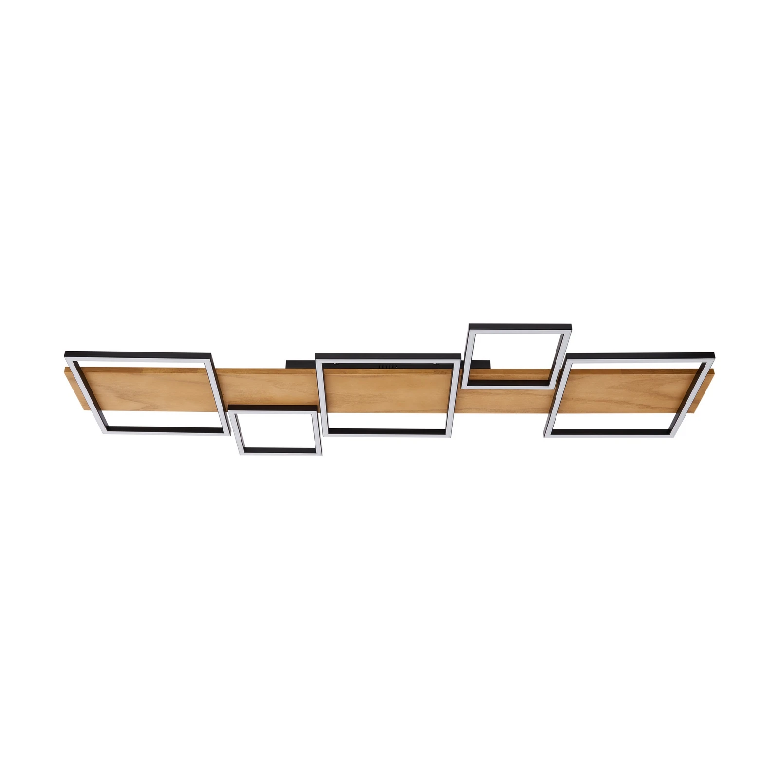 Lindby LED mennyezeti lámpa Galad, fekete, fa, 5 lámpás, 140 cm, 140 cm