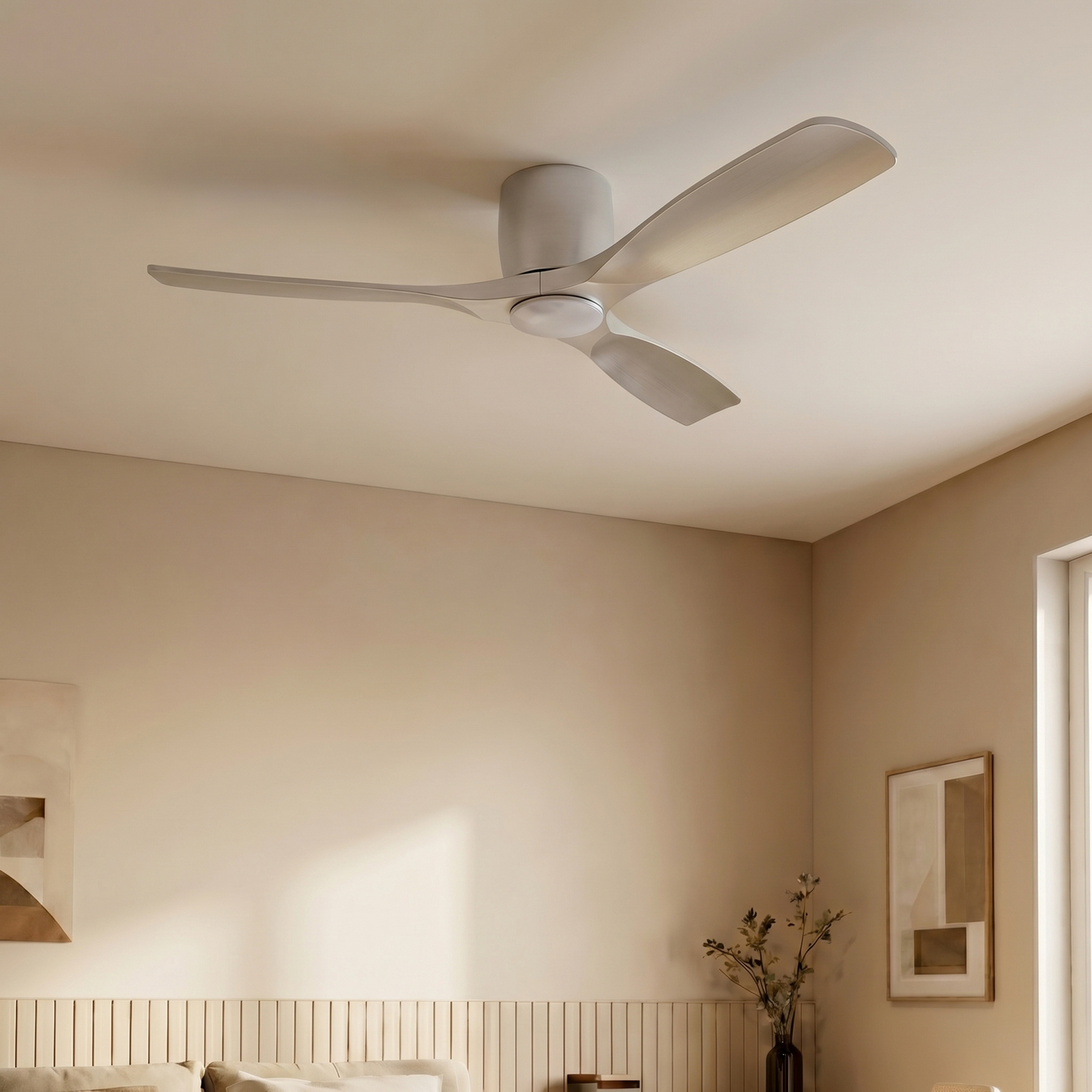 Lucande Smart LED-takfläkt Moneno, silver, DC, Tuya