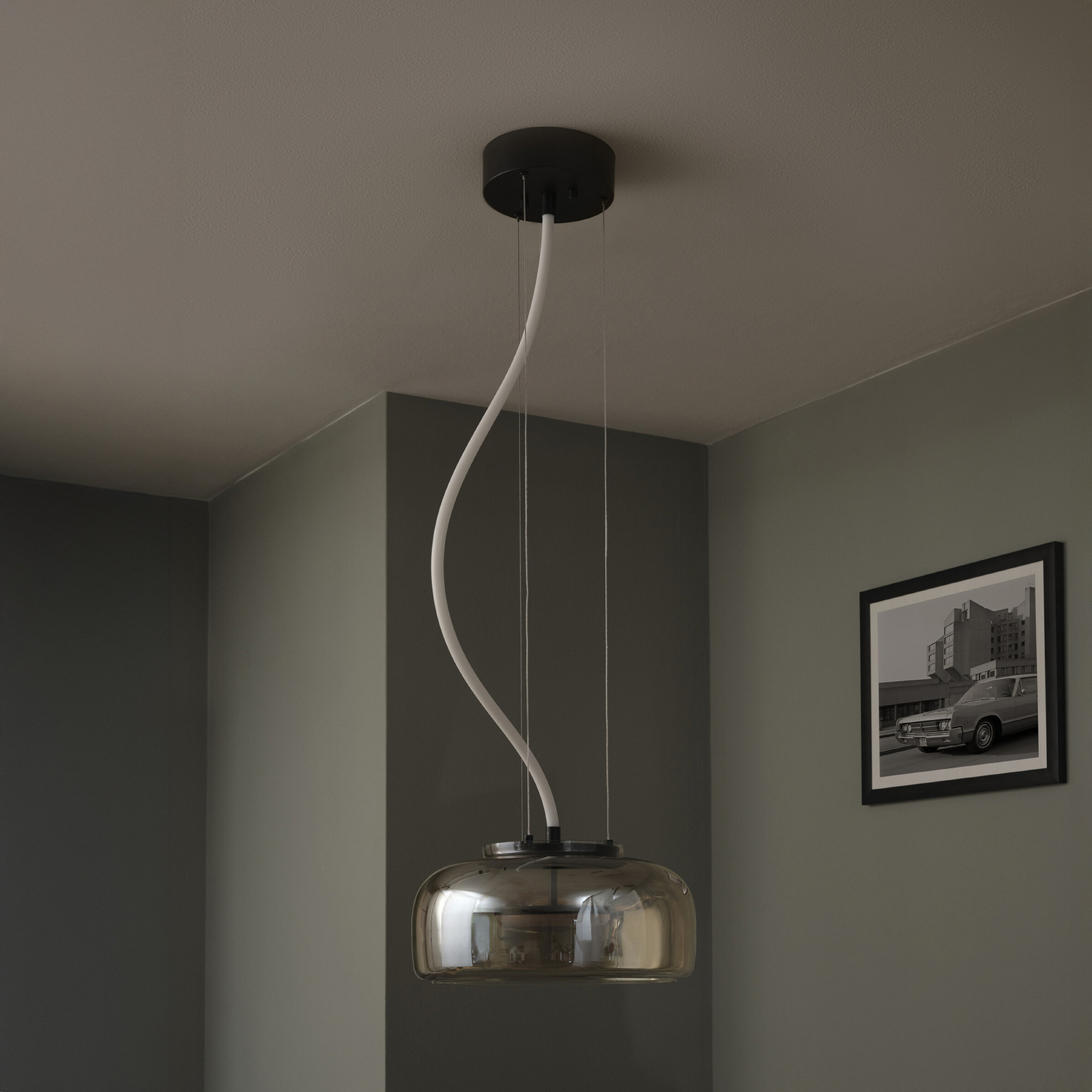 OSRAM DECOR GLOW LED lógó lámpa, szürke/fekete, Ø 38 cm, felfelé/lefelé OSRAM DECOR GLOW LED lógó lámpa, szürke/fekete, Ø 38 cm, felfelé/lefelé