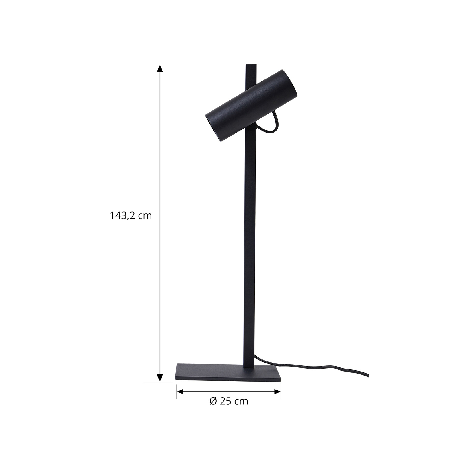 Lucande lampe à poser Lysias, noir, métal, hauteur 55cm