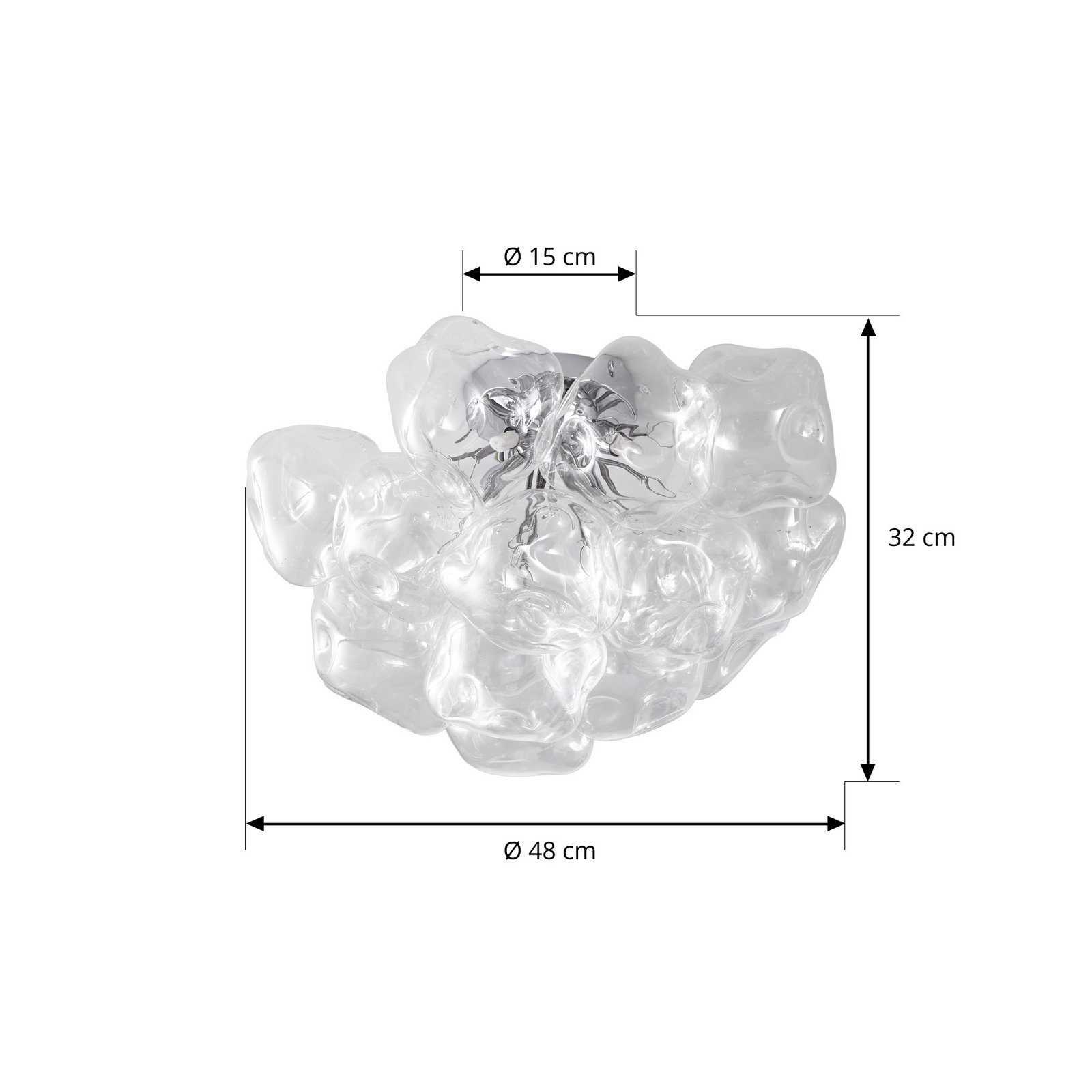 Plafonnier Diborah, transparent, Ø 49 cm, verre, G9 - Lucande