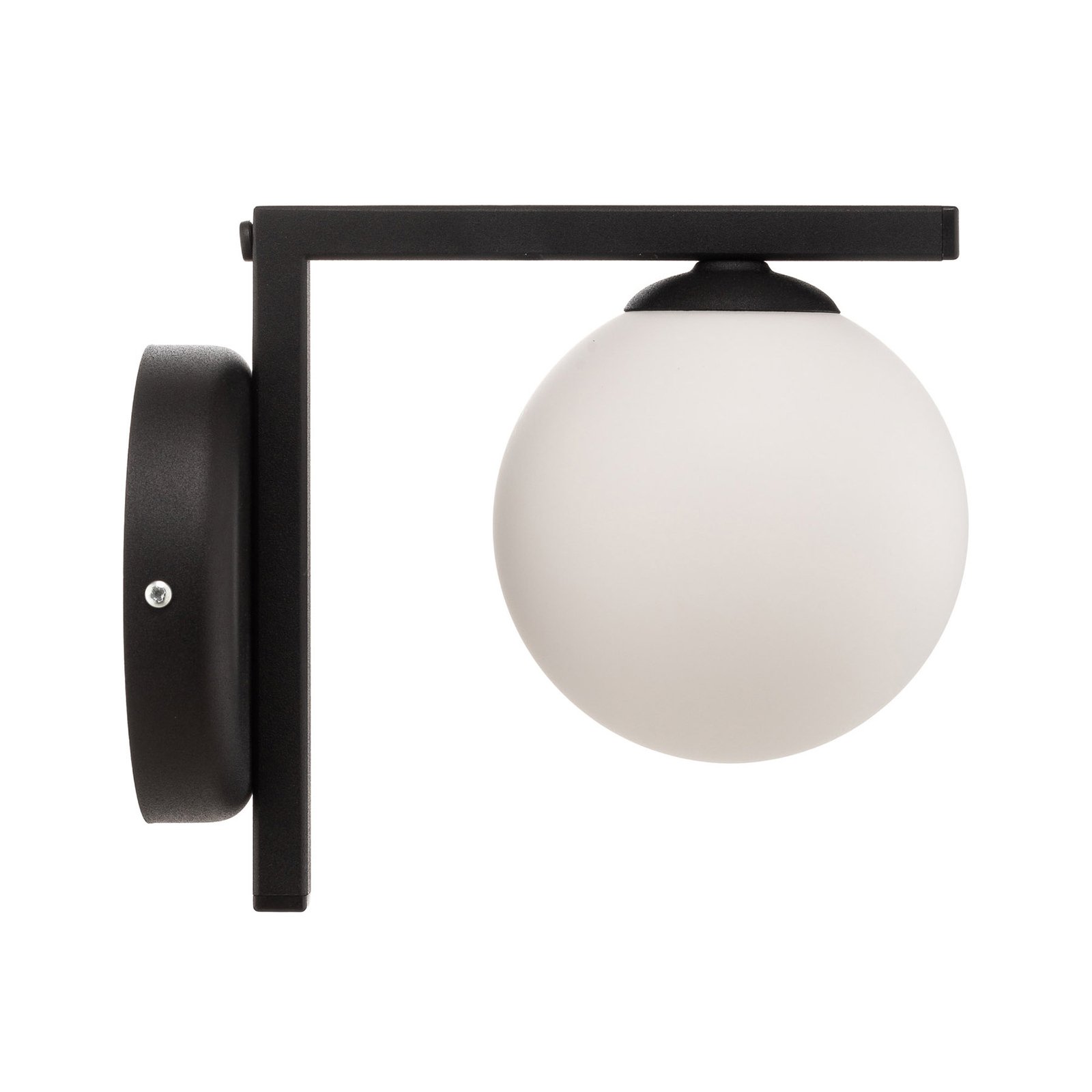 Zac wall light with spherical lampshade, black