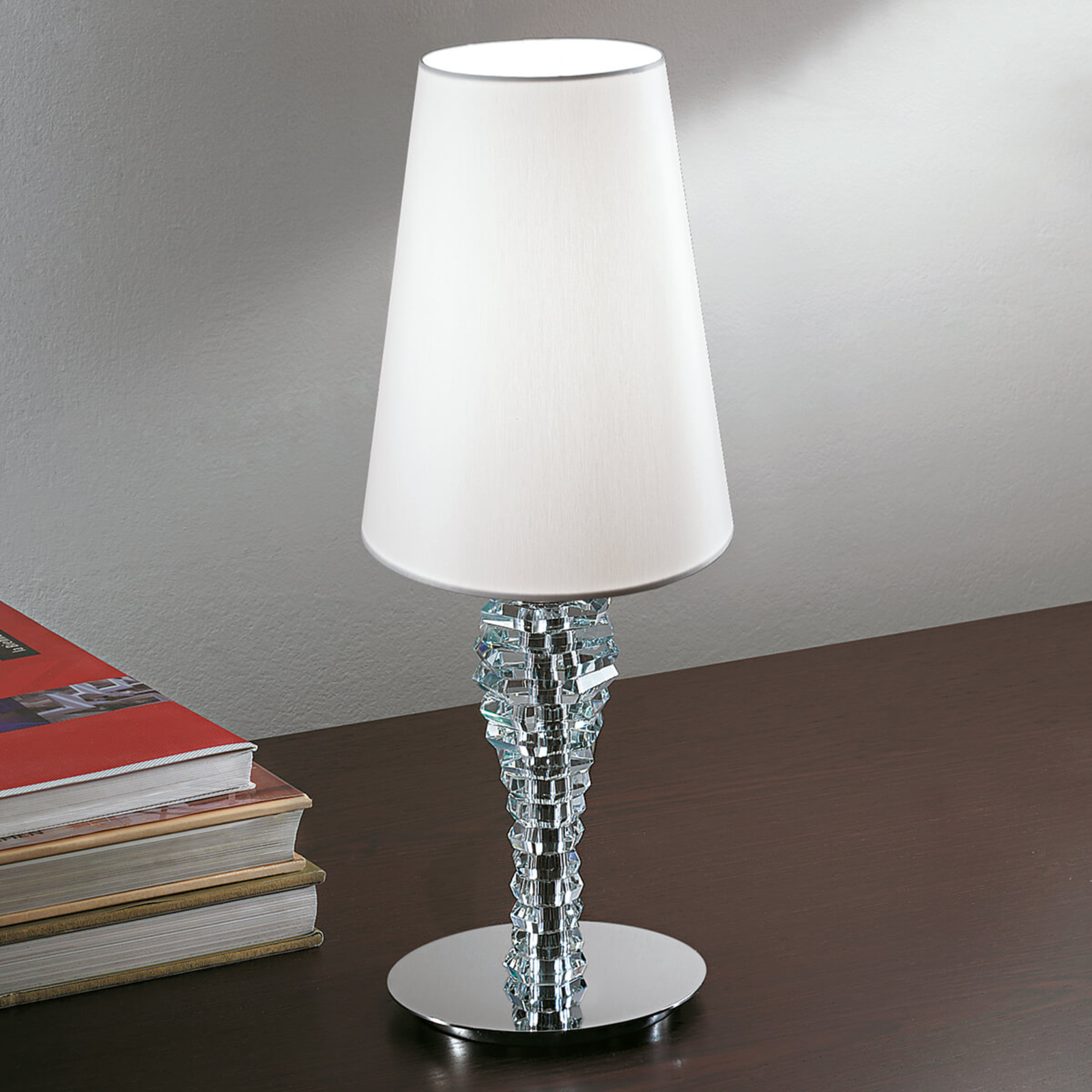 Crystal liten hvit bordlampe
