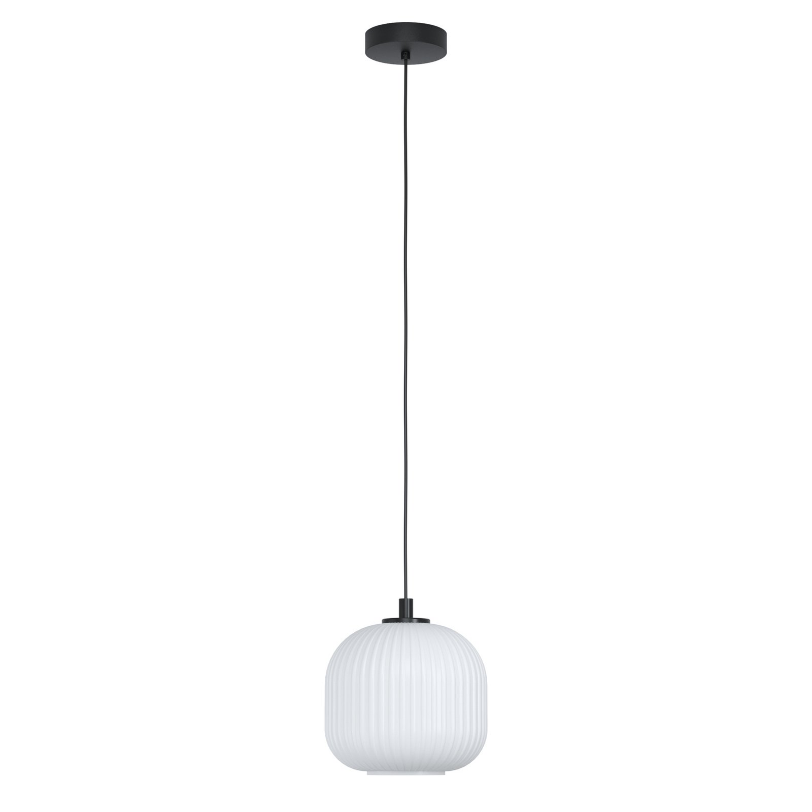 Candeeiro suspenso Mantunalle, Ø 20 cm, preto/branco, vidro