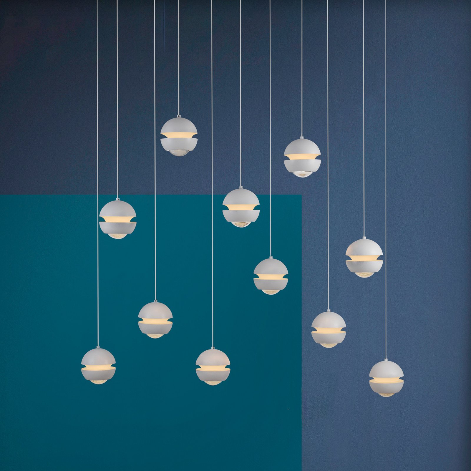 Schöner Wohnen LED κρεμαστή λάμπα Lini λευκή 11-φωτιστικά, 3.000 K