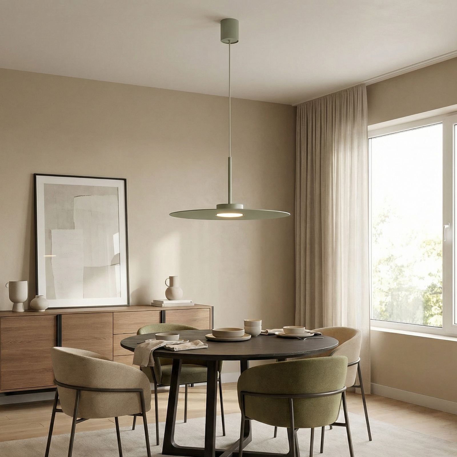 Hängeleuchte Simone, Stahl, salbeigrün, Ø 40 cm, GX53