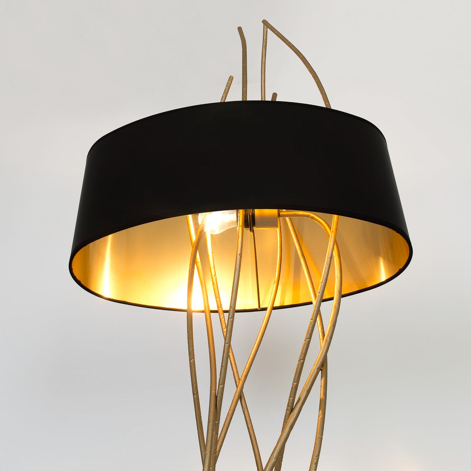 Elba ovale vloerlamp, goud/zwart, hoogte 180 cm, ijzer