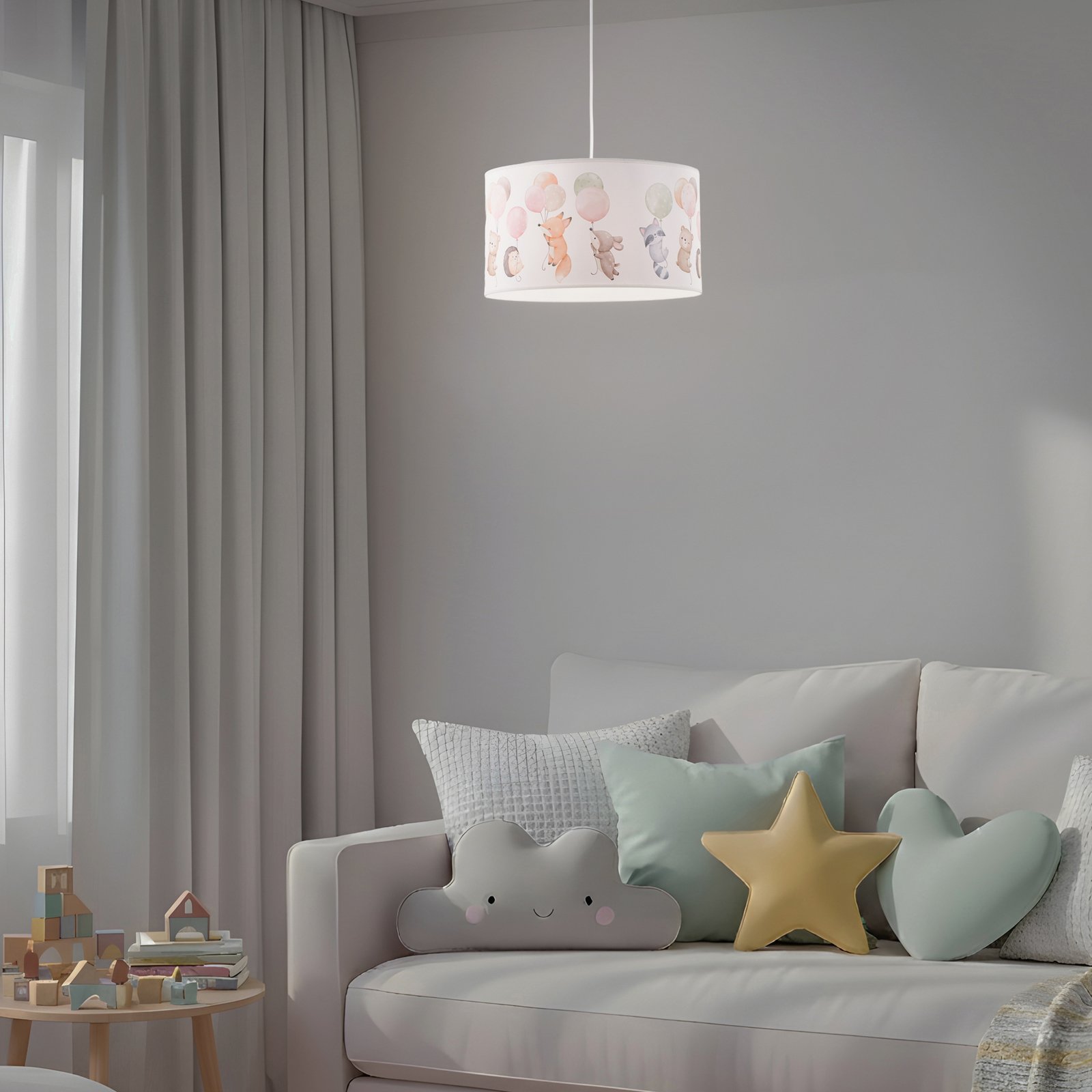 Freddy függőlámpa, Ø 35 cm, szövet, színes, állatok, E27