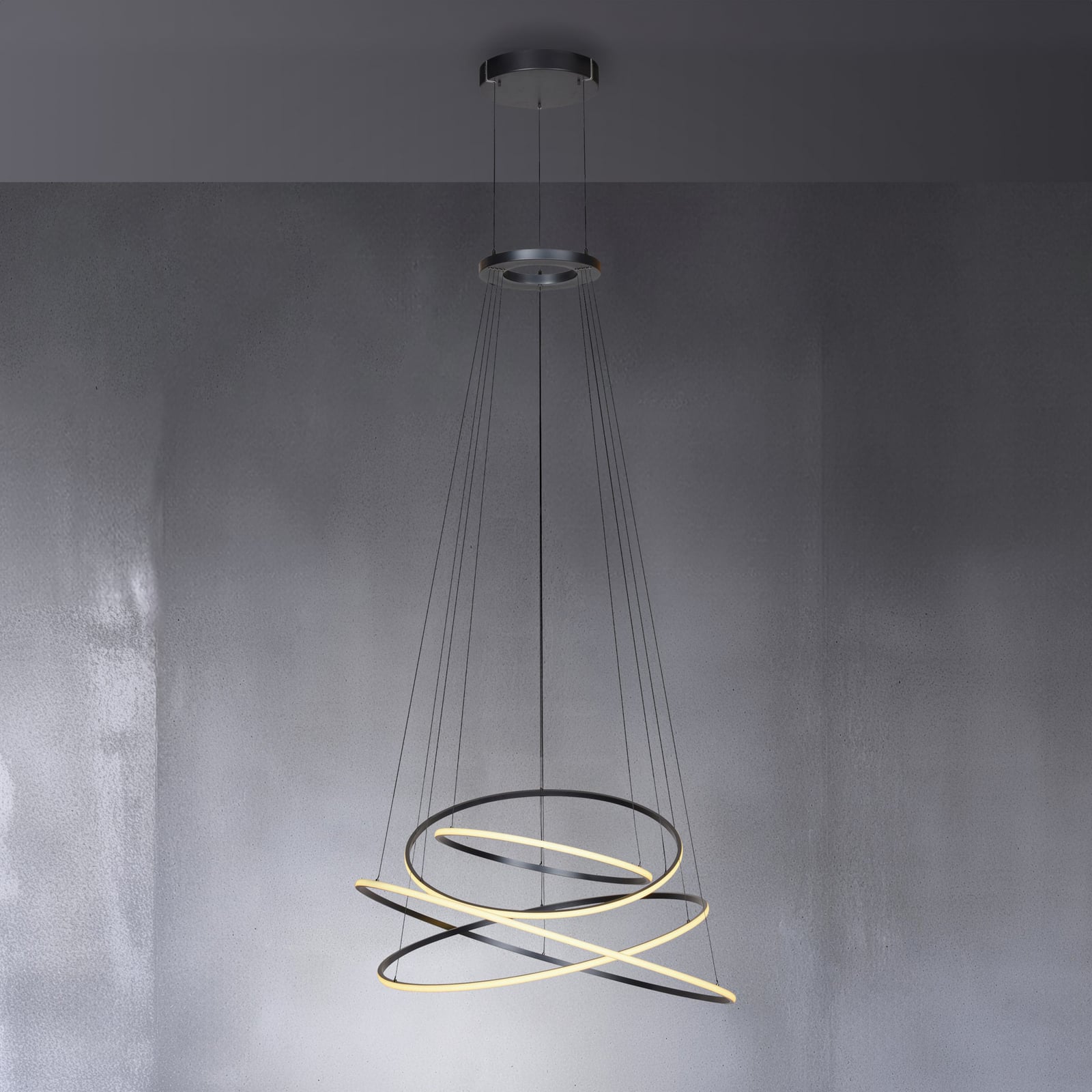 E-Flying Rings LED-Hängelampe mystic grey Ø110cm, CCT - PURE E-Flying Rings LED-Hängelampe mystic grey Ø110cm, CCT - PURE