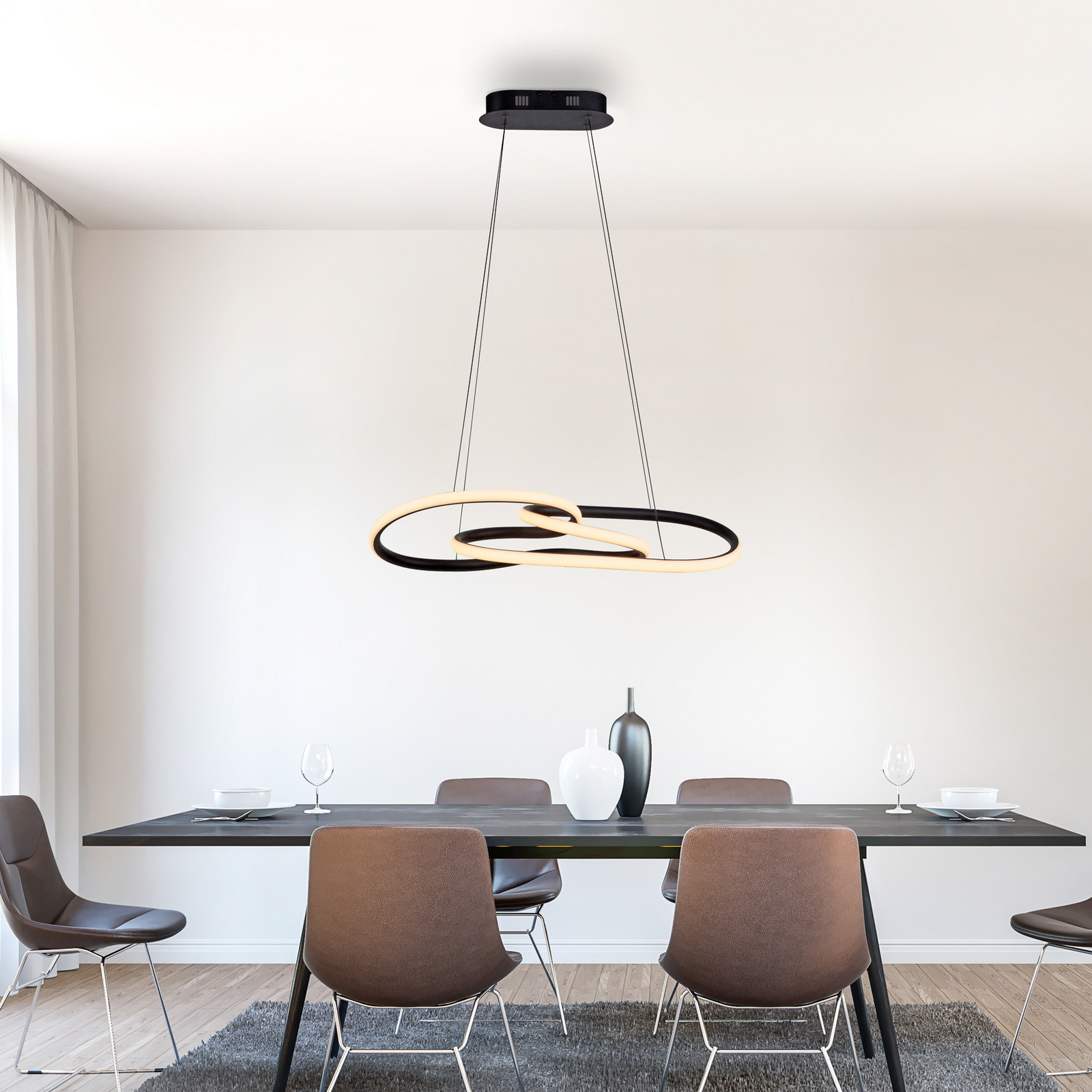 LED pakabinamas šviestuvas „TWIST“, juodos spalvos, ilgis 76 cm, metalinis LED pakabinamas šviestuvas „TWIST“, juodos spalvos, ilgis 76 cm, metalinis