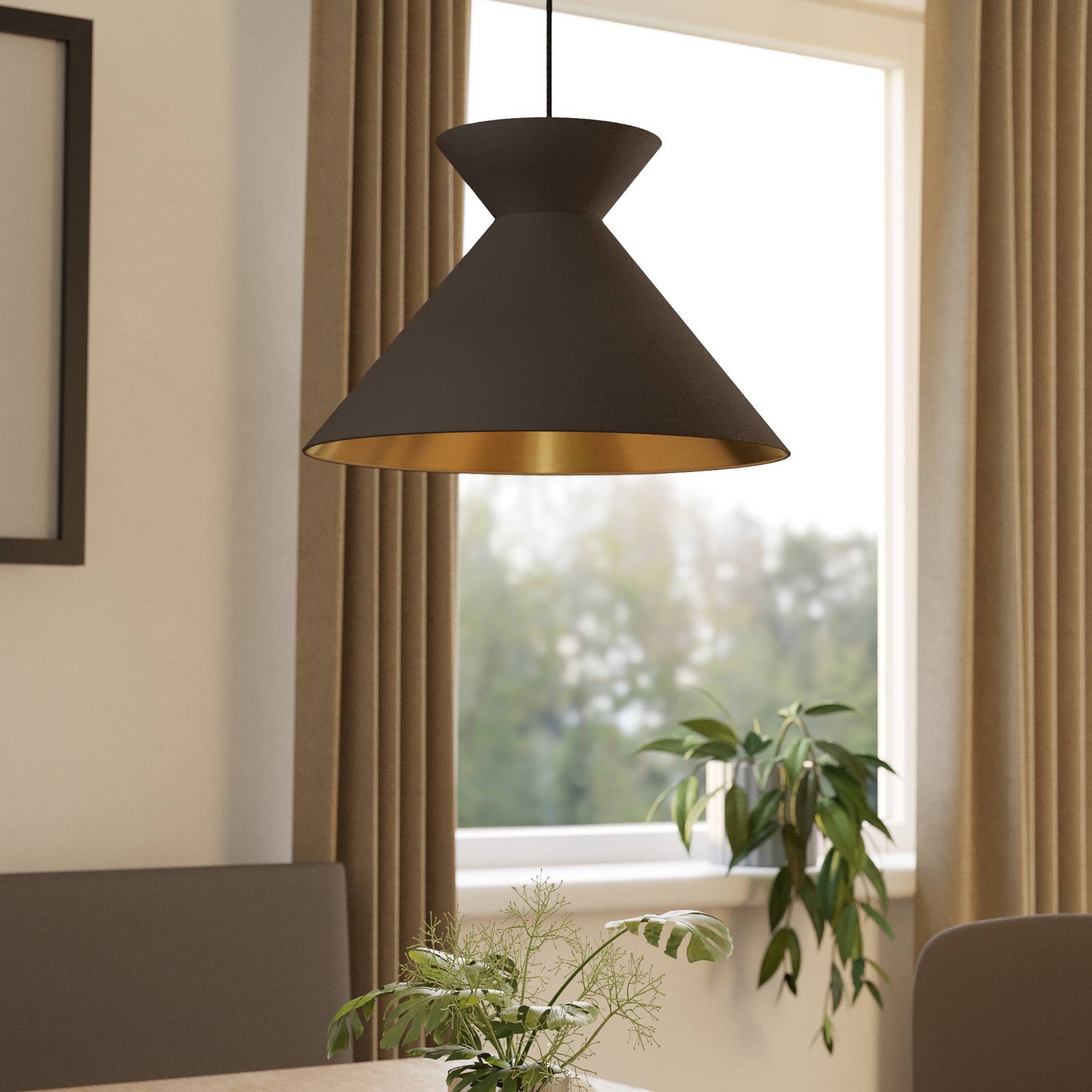 Hängeleuchte Nastasia cappuccino/messing 1-flammig günstig online kaufen