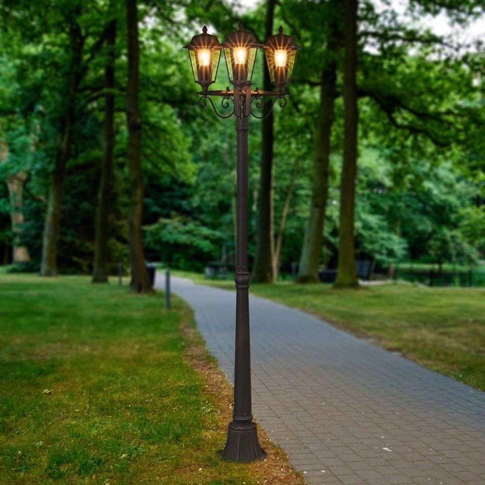 Lamina 3 Park Lamp Clear/Rust - Lindby