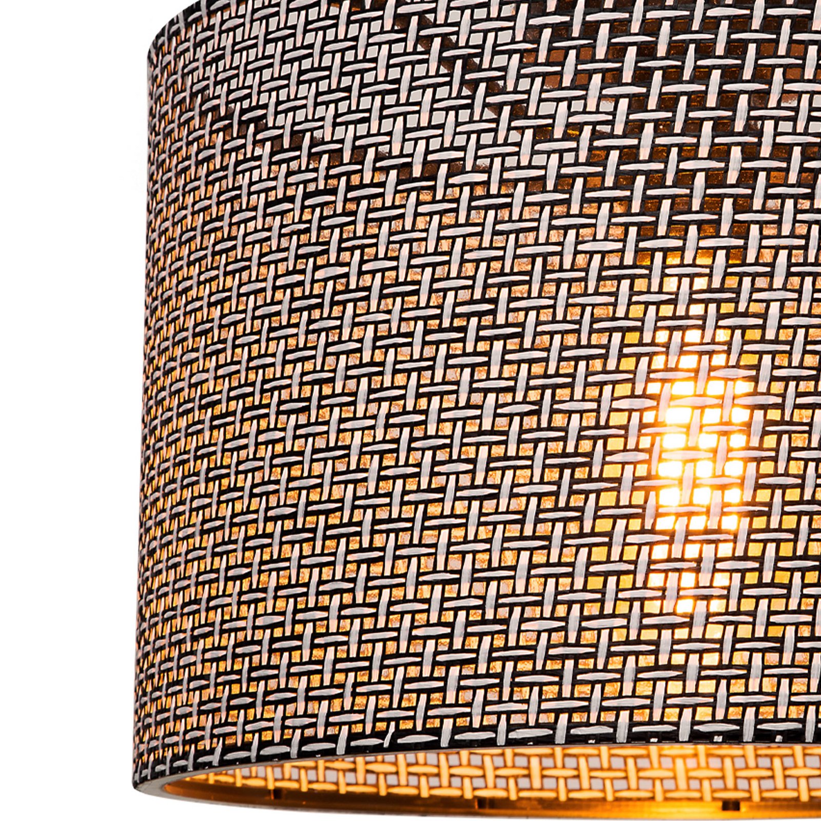 Φωτιστικό οροφής Goza, μαύρο μοτίβο, ύφασμα, Ø 30 cm