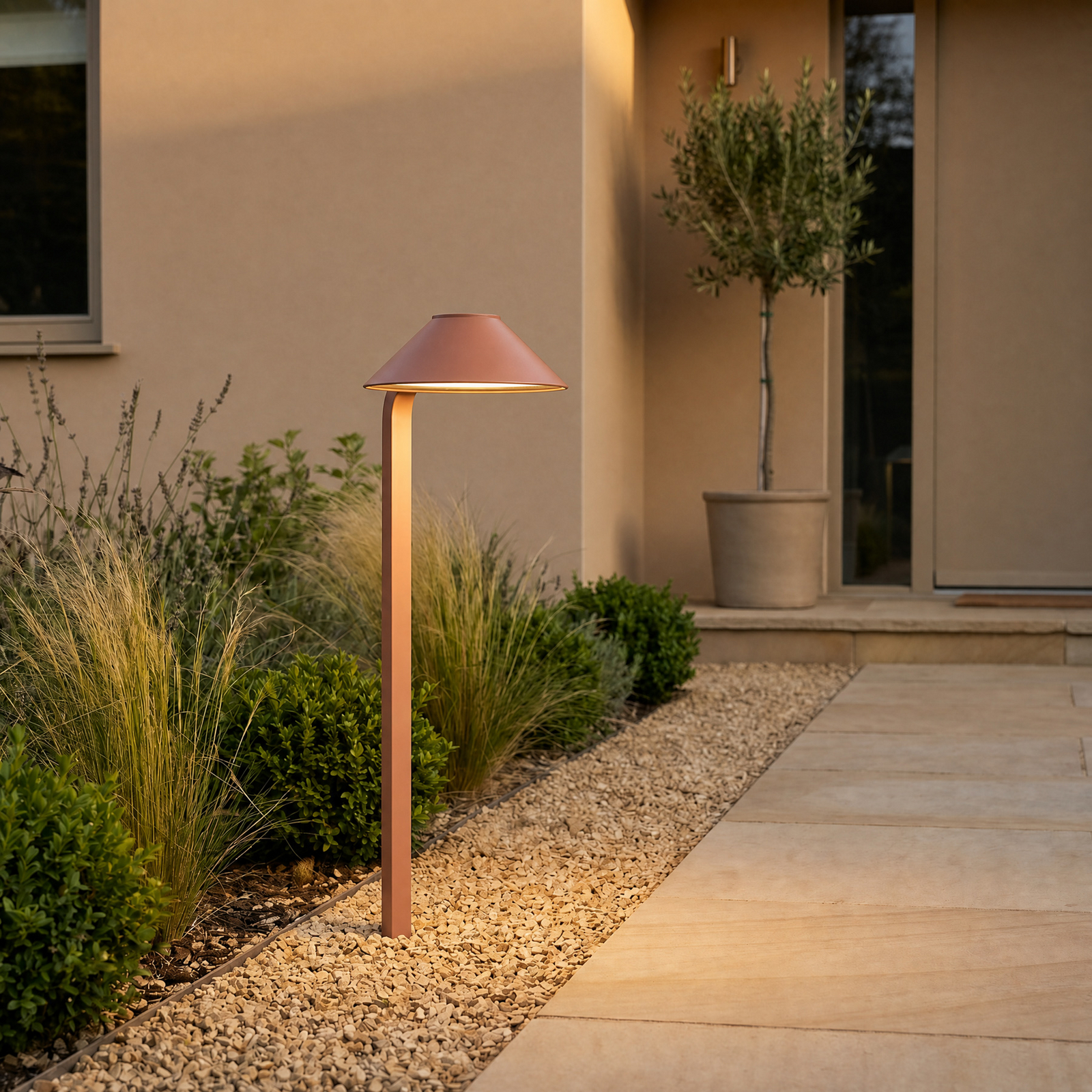 Lindby LED-markspettslampa Capelo, lerfärgad, 78 cm, IP65