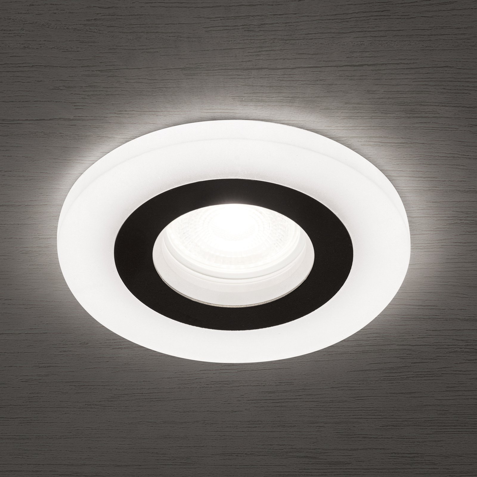 Glow recessed spotlight, black, metal, Ø 11 cm, GU10