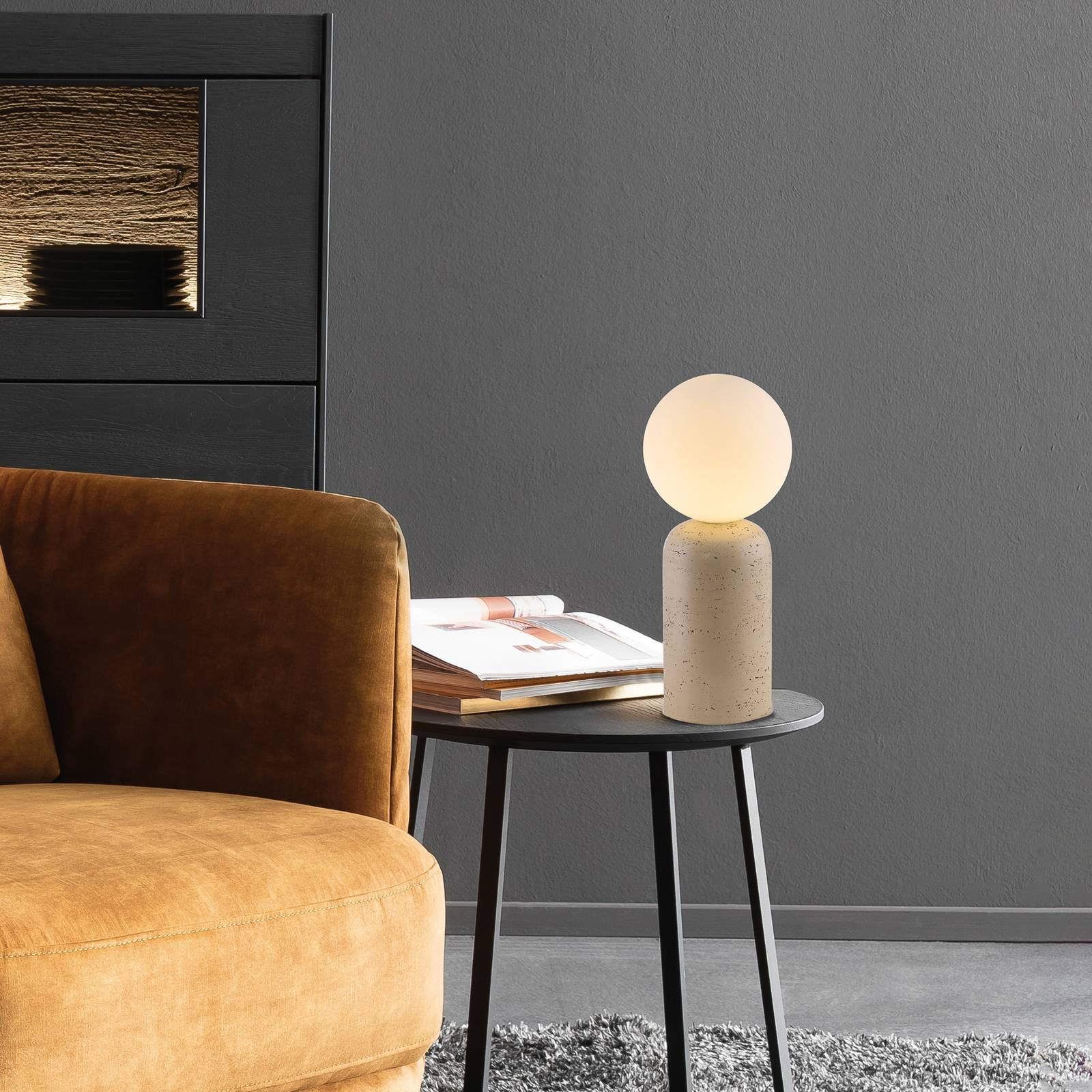 SCHÖNER WOHNEN Tischleuchte Traventa, beige/weiß, G9 günstig online kaufen