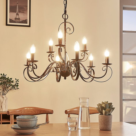 Caleb - lampadario in stile rustico a 9 luci