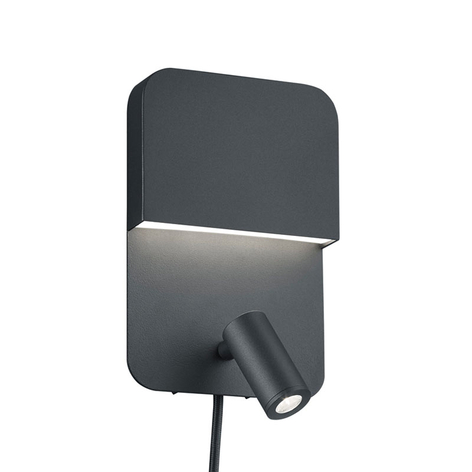 Matt schwarze LED-Wandlampe Luigi mit 2 Schaltern