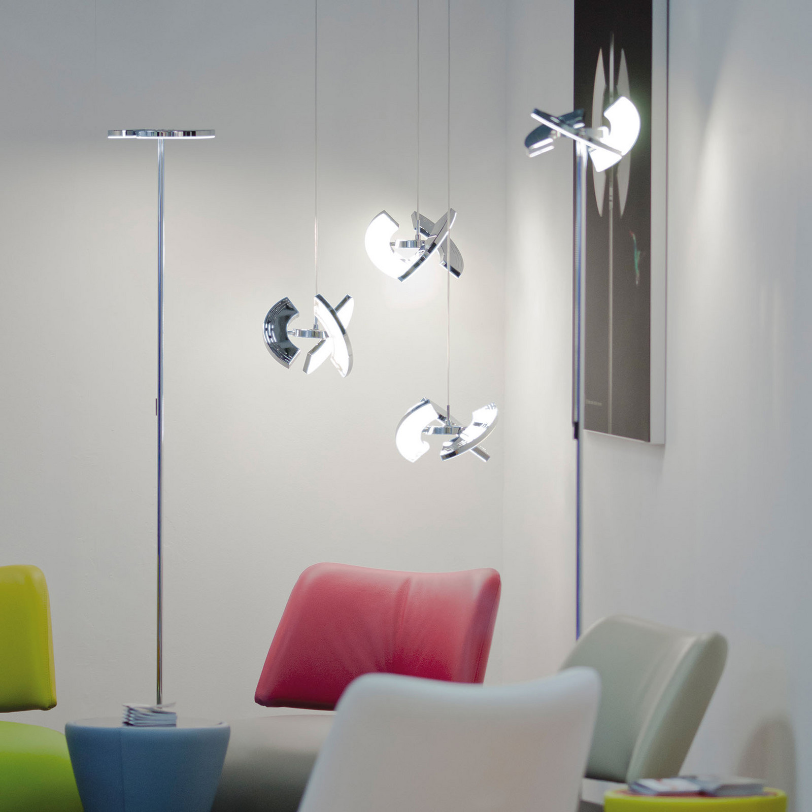 OLIGO Trinity lampă susp. LED 3 segmente mobile - Camera de zi / sufragerie - Modern - crom - Metal