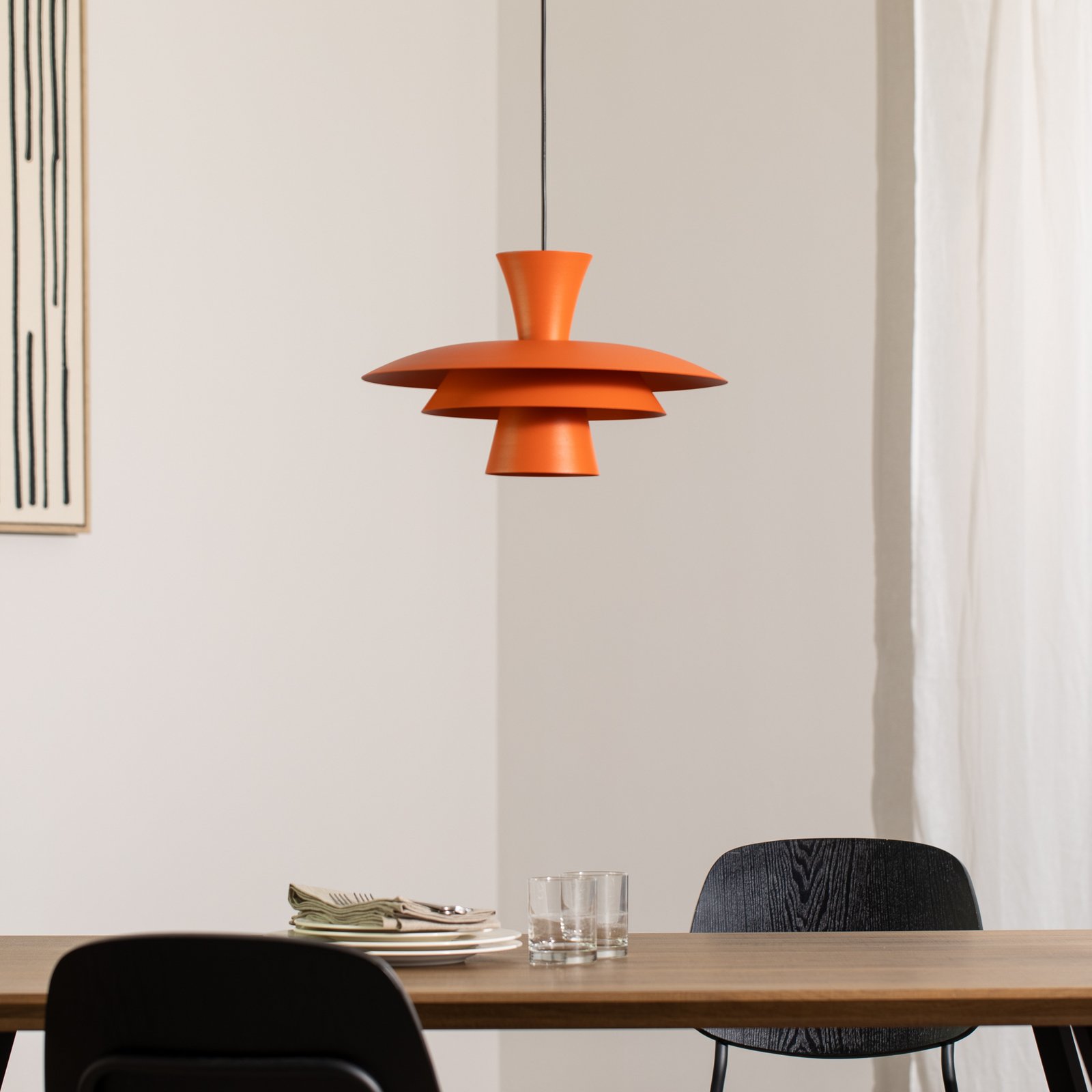 Závesné svietidlo Plato, oranžové, kov, Ø 38 cm, E27