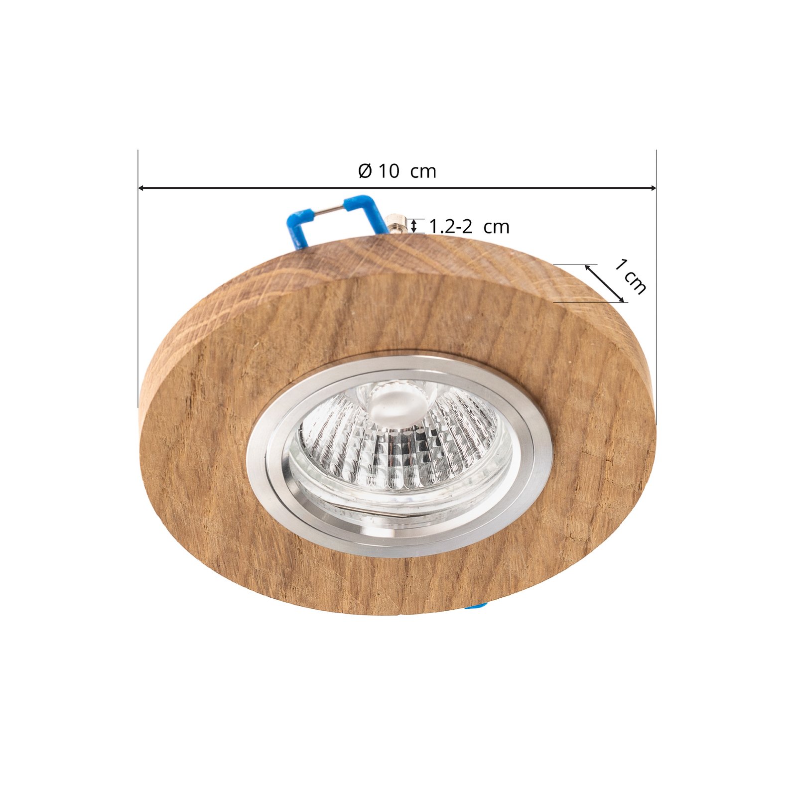 Vestavné bodové svítidlo Sirion, kulaté, Ø 10 cm, dubové dřevo, GU10