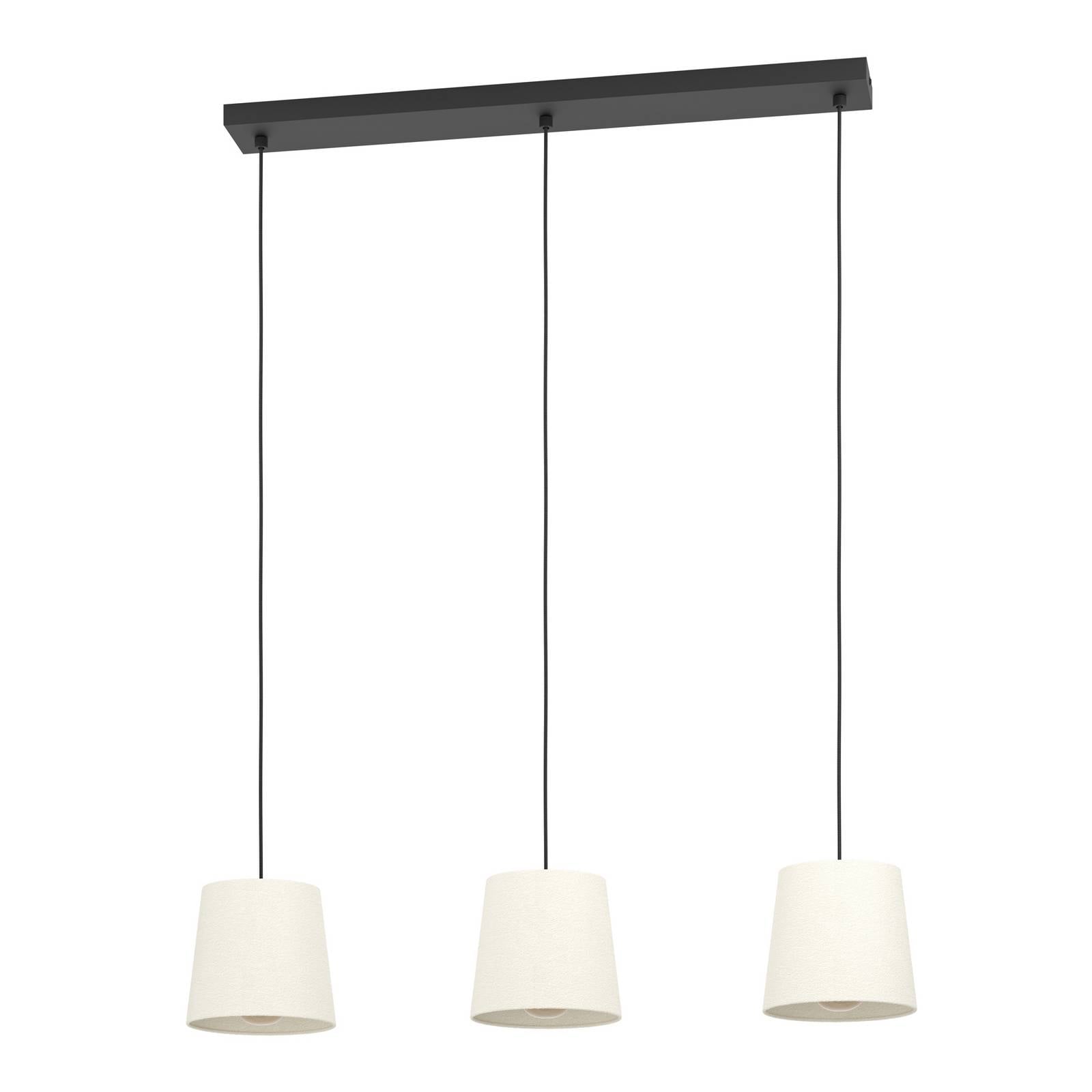 Hängeleuchte Febres, Länge 88 cm, schwarz/weiß, 3-flg.