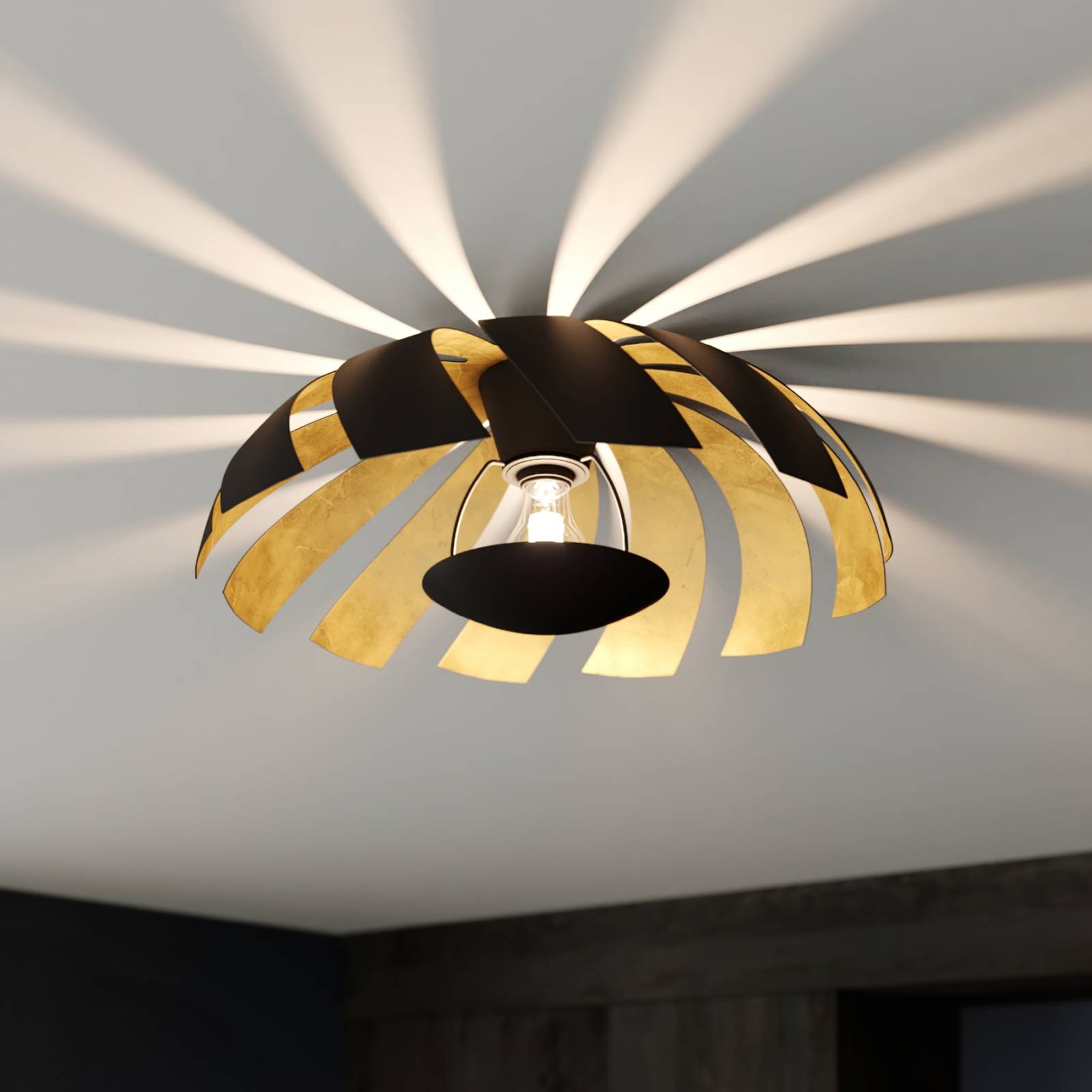 Lucande Archilleas lampa sufitowa, czarno-złota