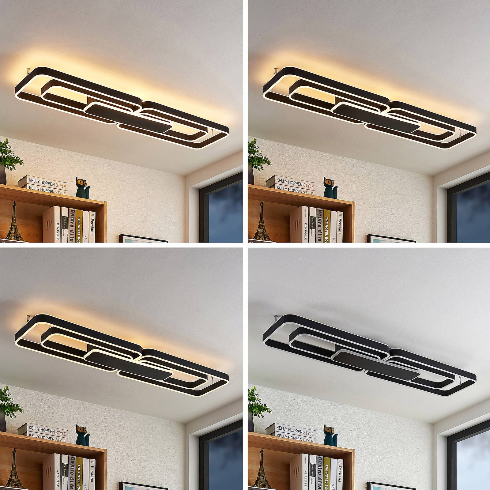 Lucande Kadira -LED-kattovalaisin 120 cm musta