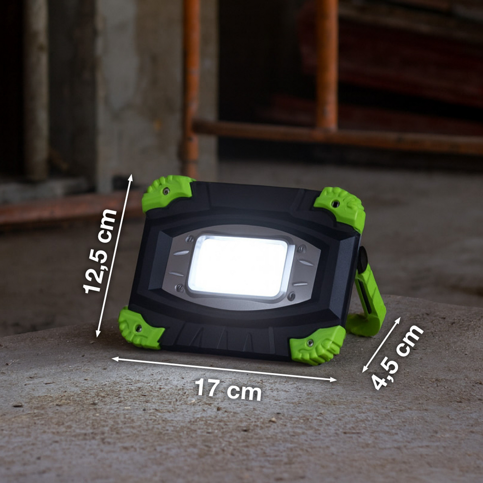 LED акумулаторен външен прожектор 850947, черен/зелен, дължина 17 cm