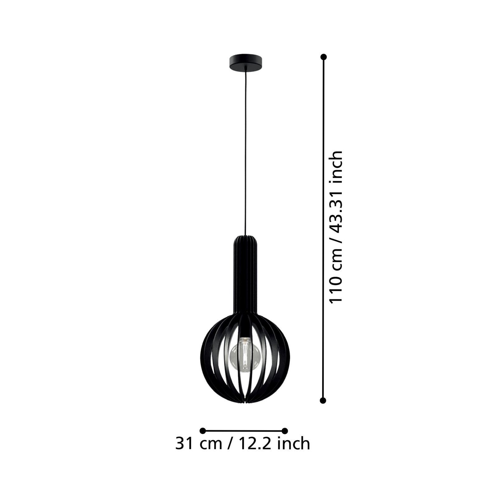 Obesek Velasco v črni barvi, Ø 31 cm