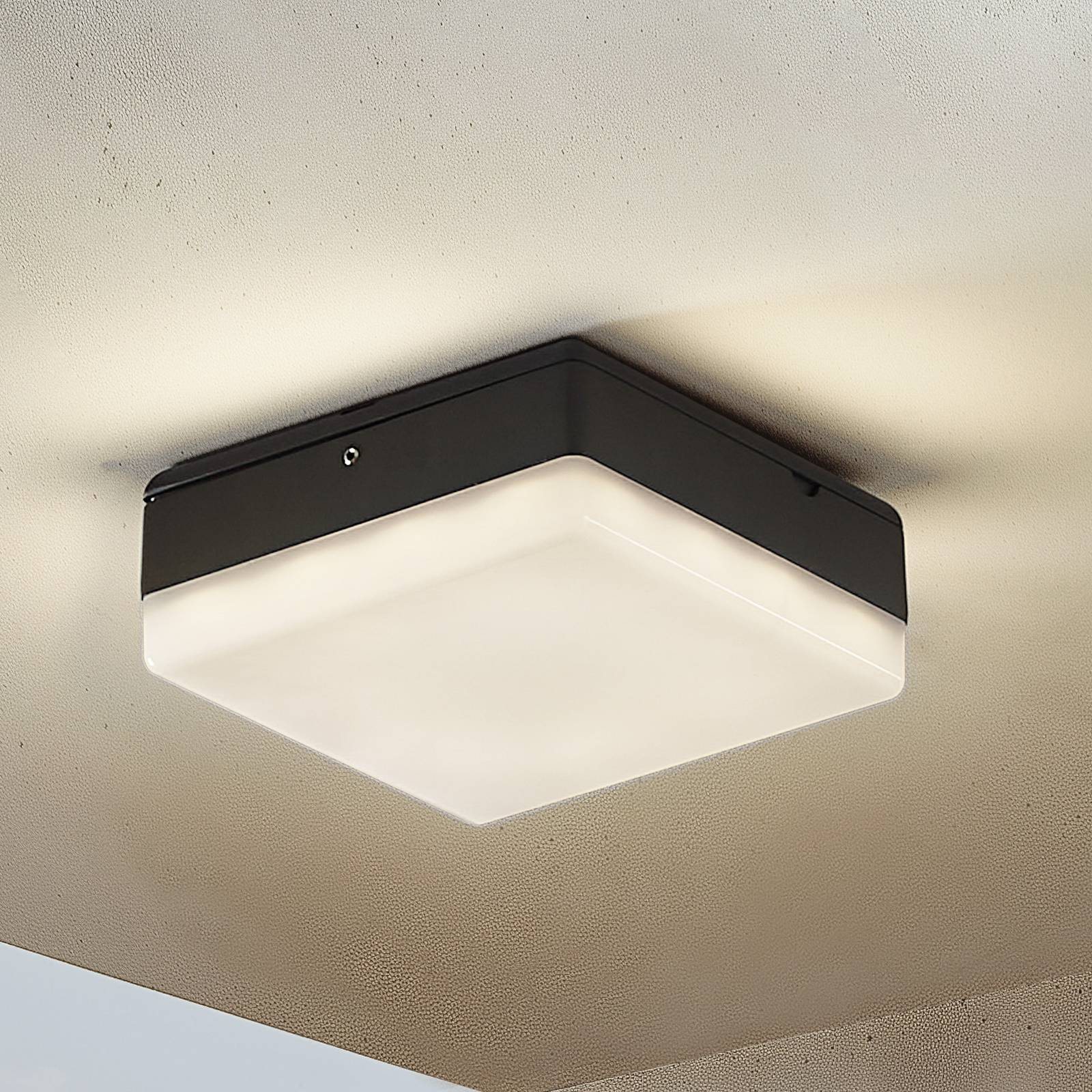 Lucande Plafonnier LED Thilo, 16cm, anthracite, capteur, IP54