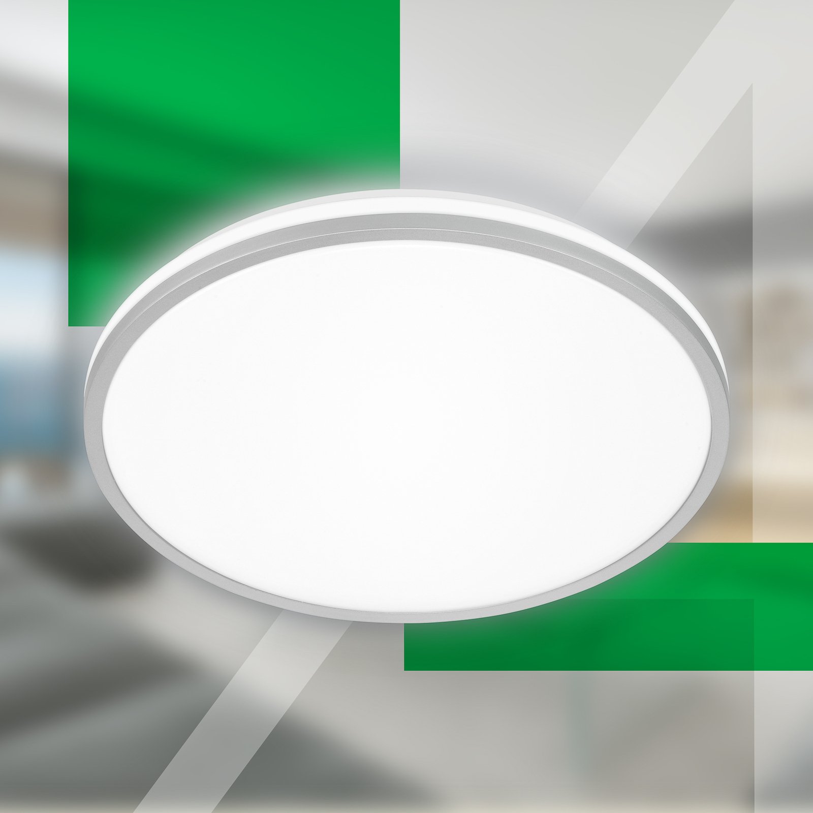 LED ceiling light Pulap A, matt chrome, Ø 33 cm, plastic