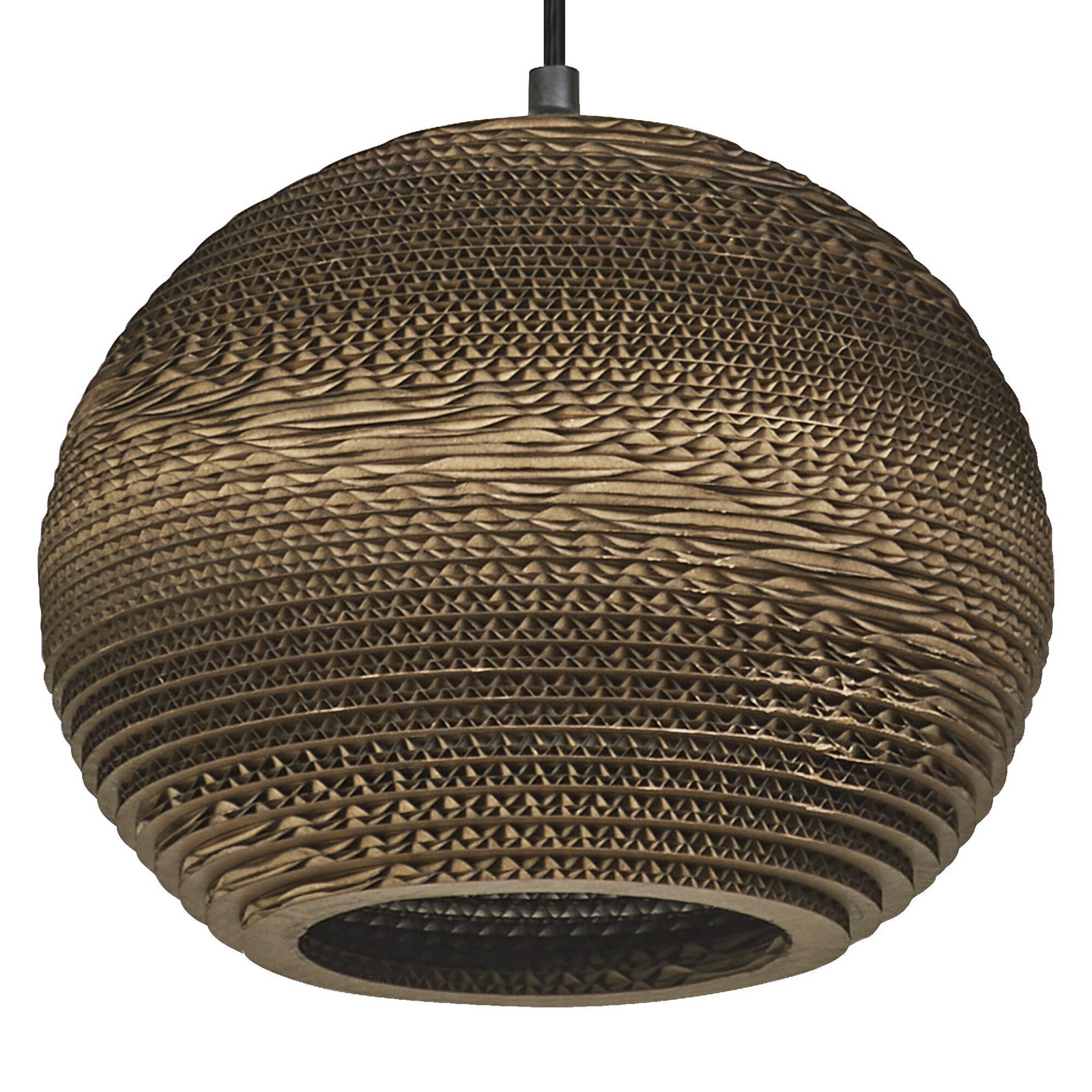 OSRAM BALL pendant light, brown, Ø 26 cm, corrugated cardboard, E27
