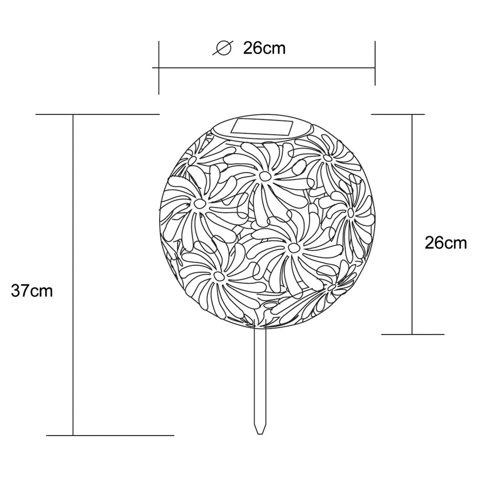 Globo 33633B LED solar decorative light sphere, black, metal, 0.06 W, H: 37 cm