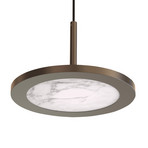 Moon LED hanging light, bronze, marbled diffuser