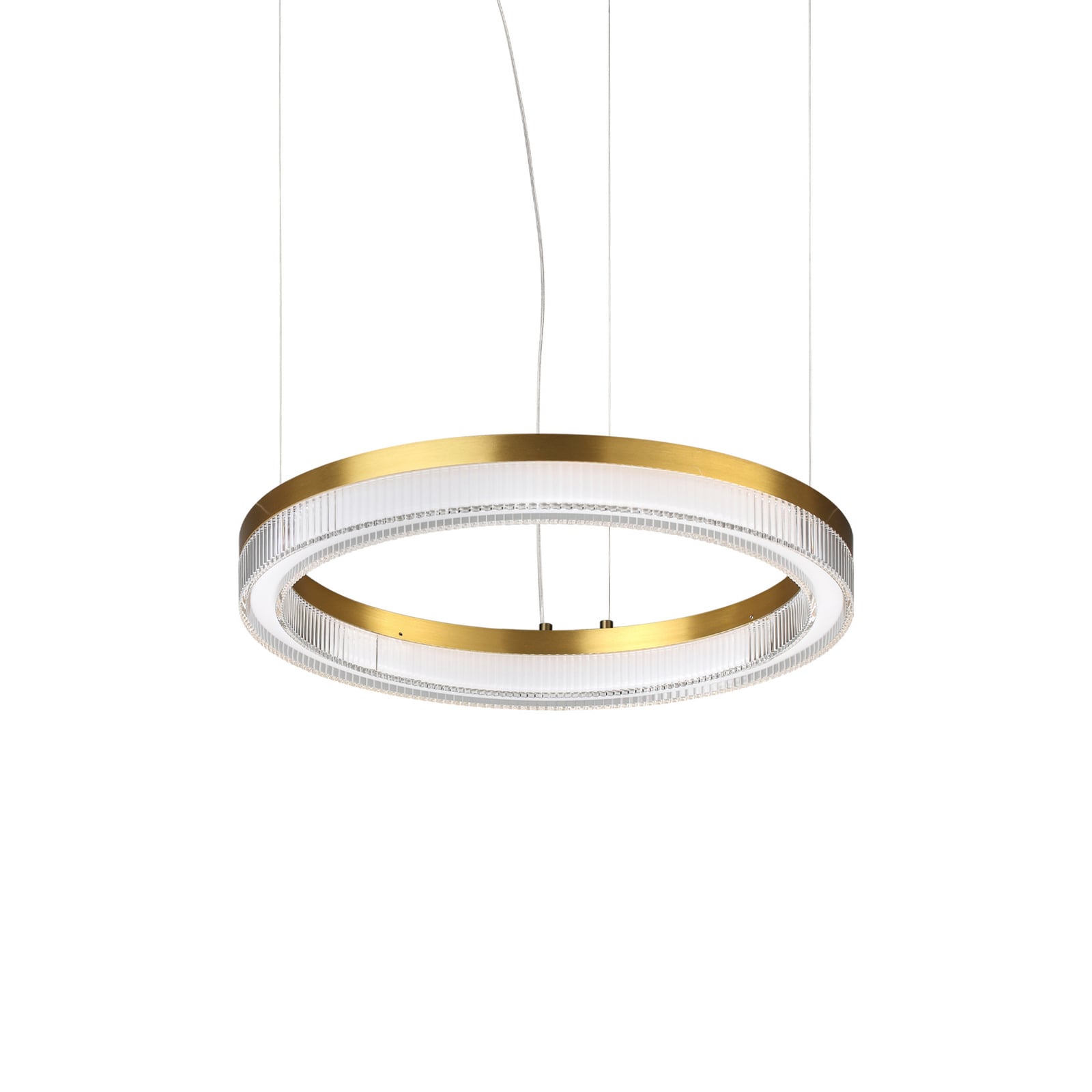 IDEAL LUX LED piekaramā lampa Crown, diametrs 40 cm, misiņš, metāls